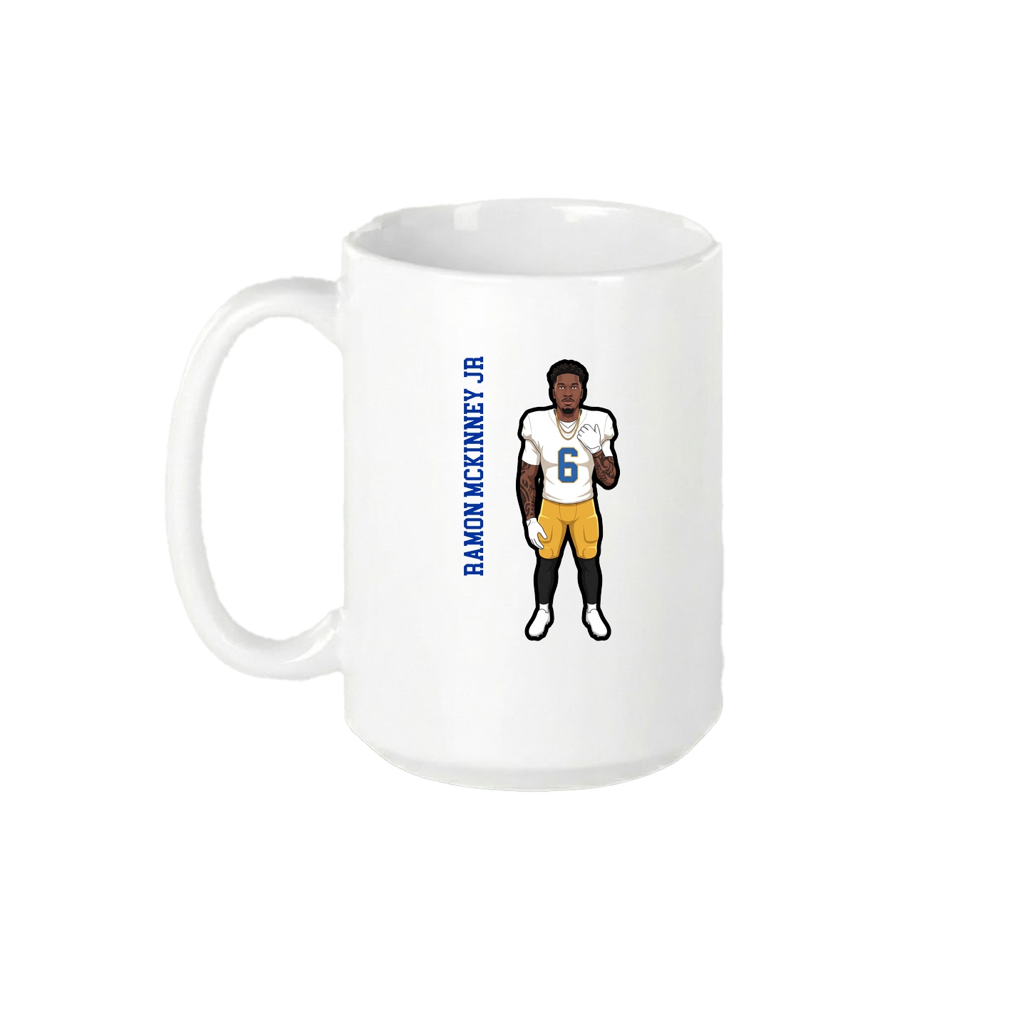 15oz Coffee Mug — Name Vertical in White