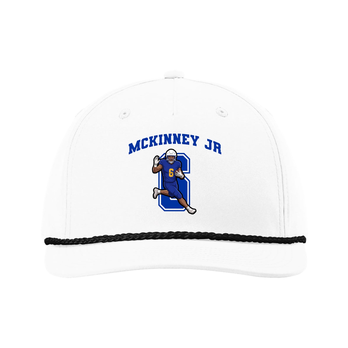Five-Panel Classic Rope Cap — Number in White