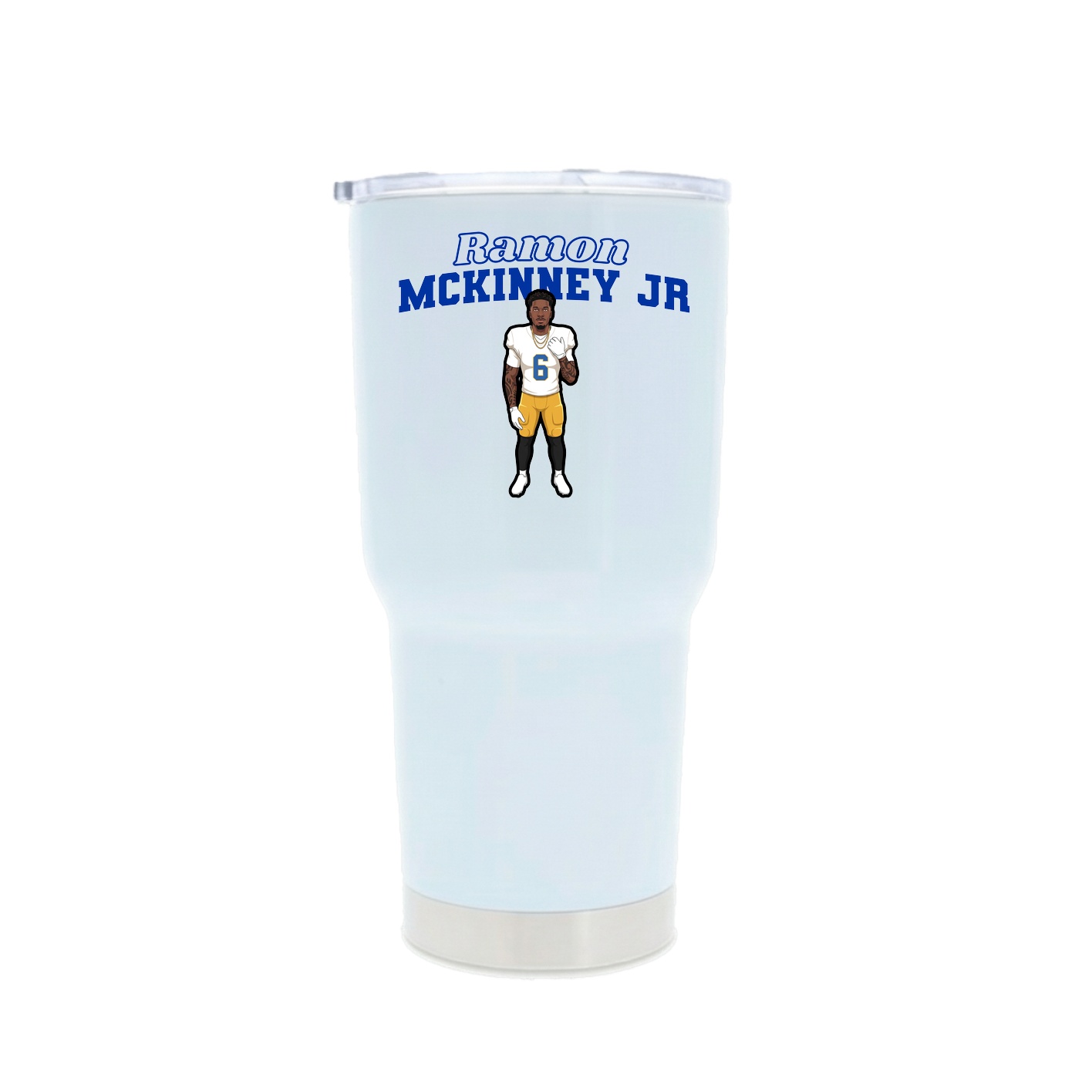 30oz Stainless Steel Tumbler — Name Arch in White