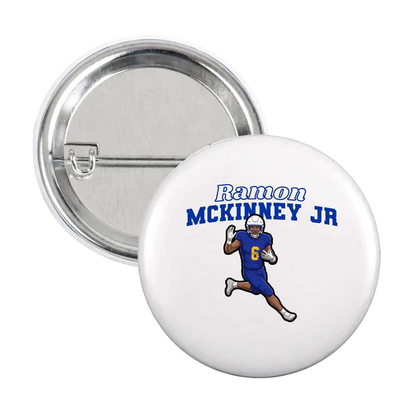 Game Day Button — Name Arch in White