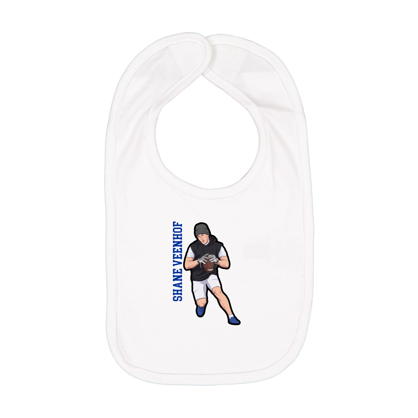 Infant Bib — Name Vertical in White