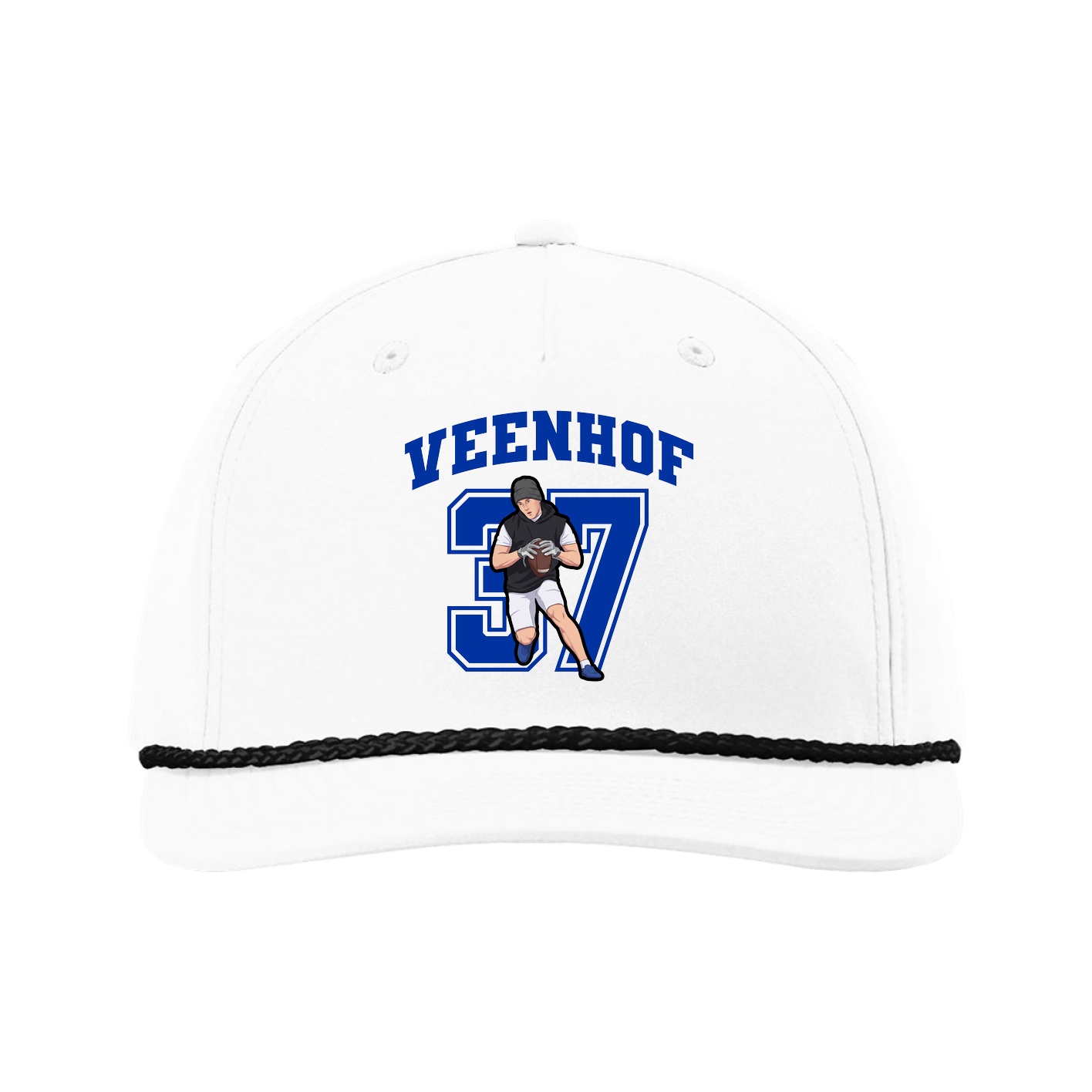Five-Panel Classic Rope Cap — Number in White