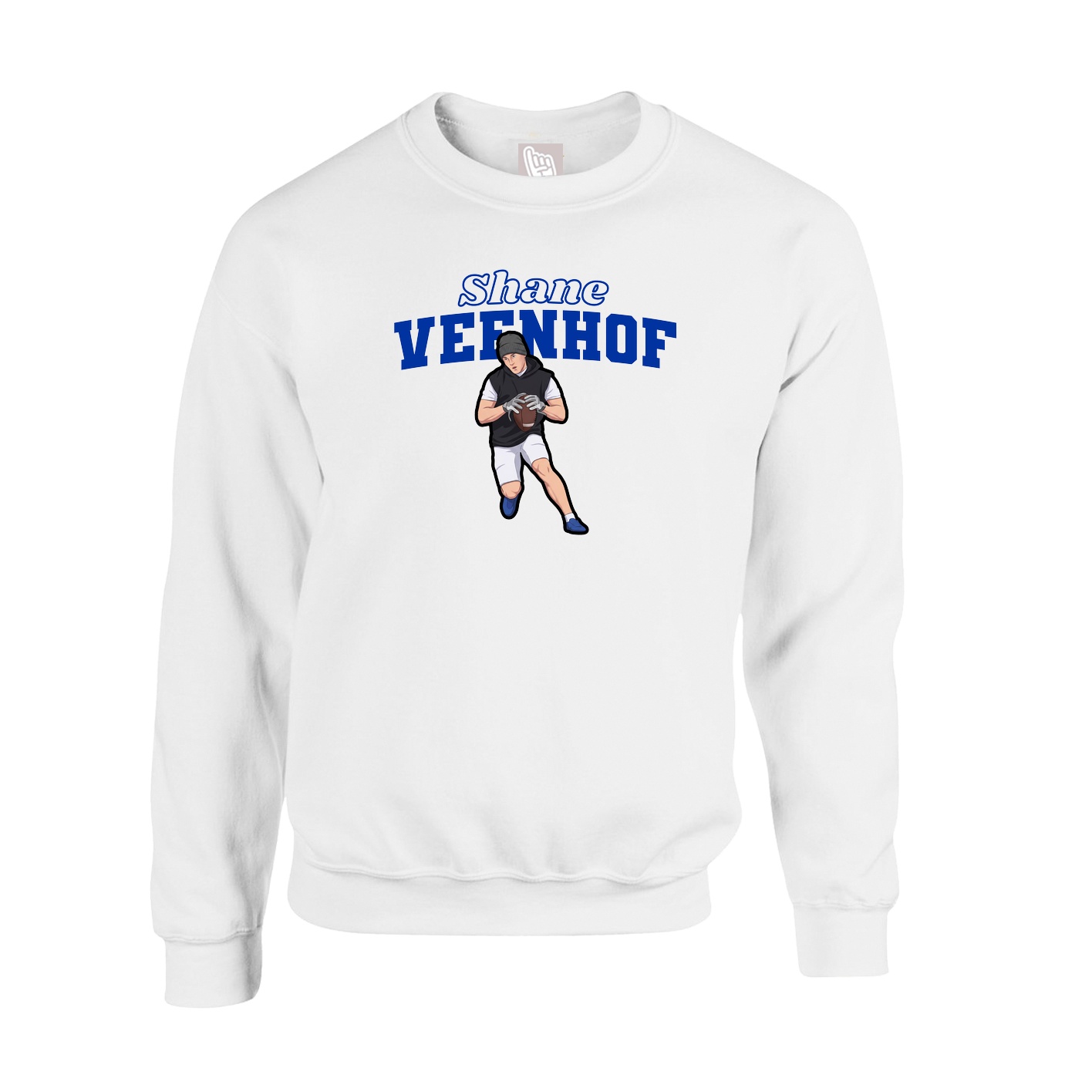 Fleece Crew — Name Arch in White