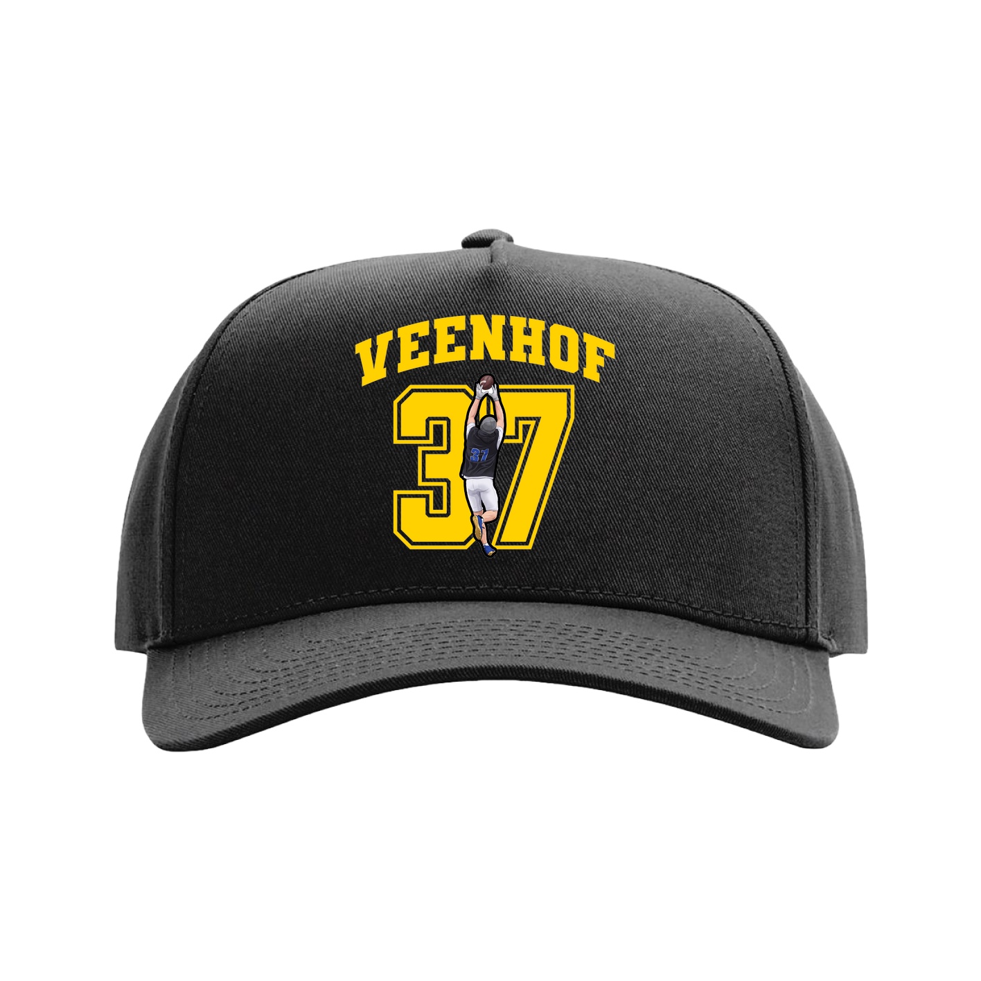 Full Fabric Five-Panel Champ Cap — Number in Black