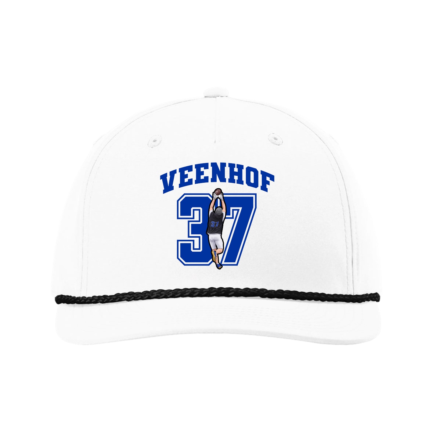 Five-Panel Classic Rope Cap — Number in White