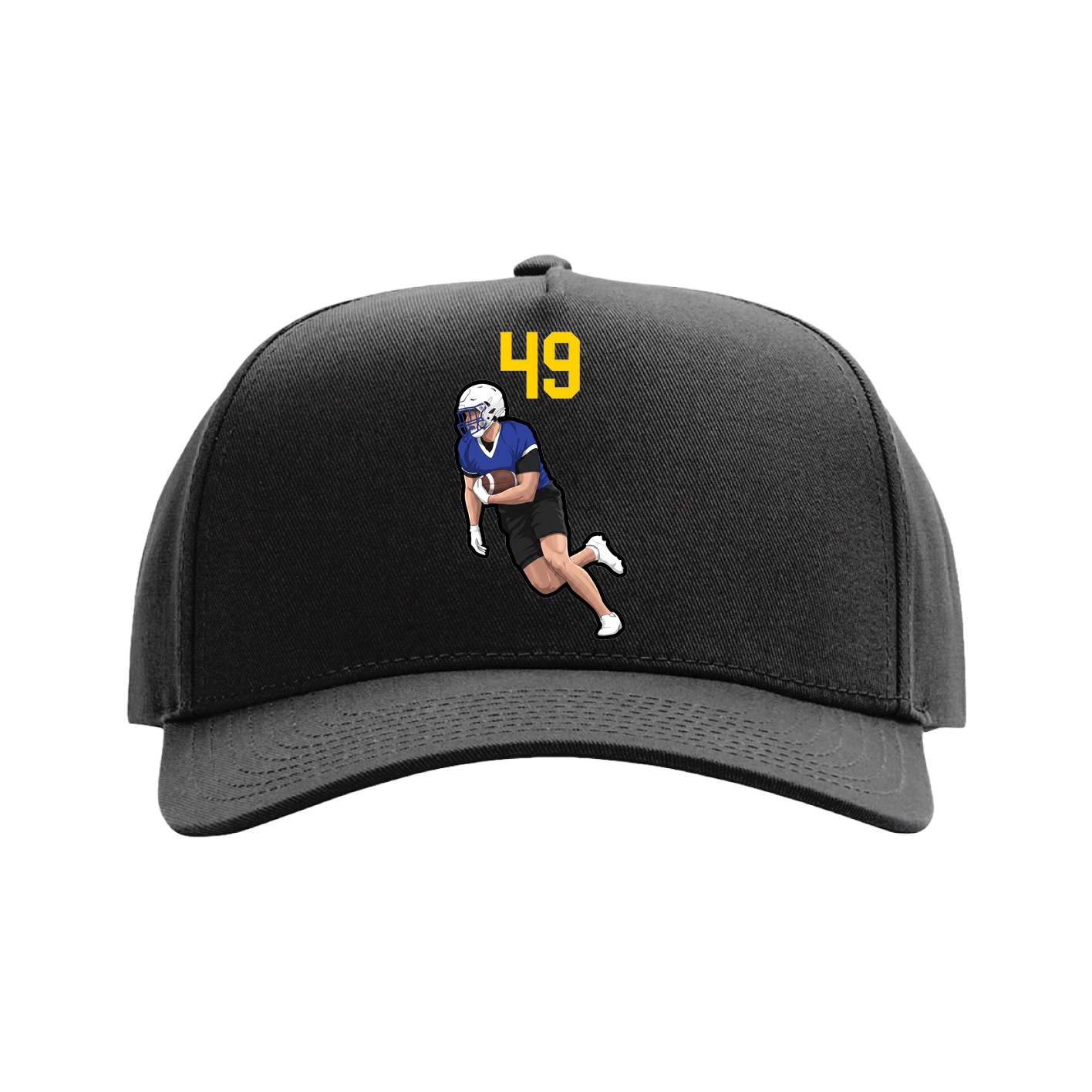 Full Fabric Five-Panel Champ Cap — Number Top in Black