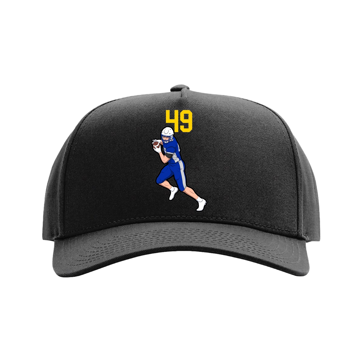 Full Fabric Five-Panel Champ Cap — Number Top in Black