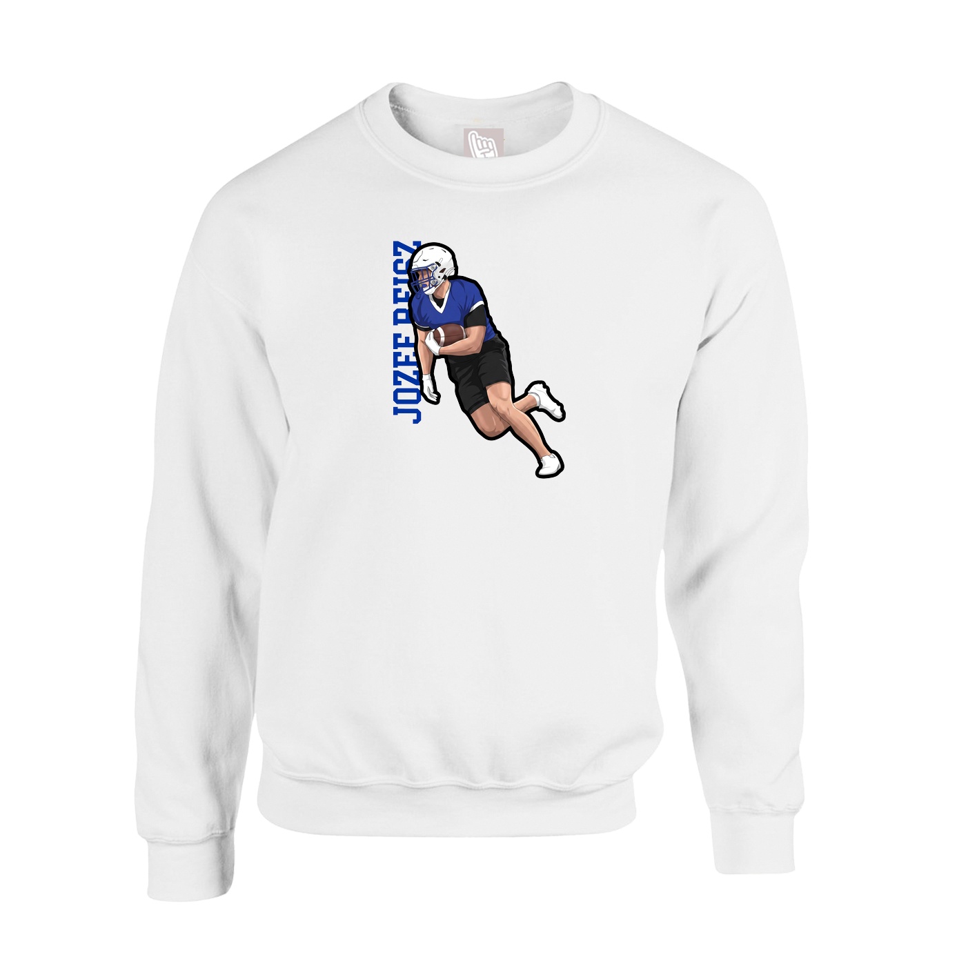 Fleece Crew — Name Vertical in White