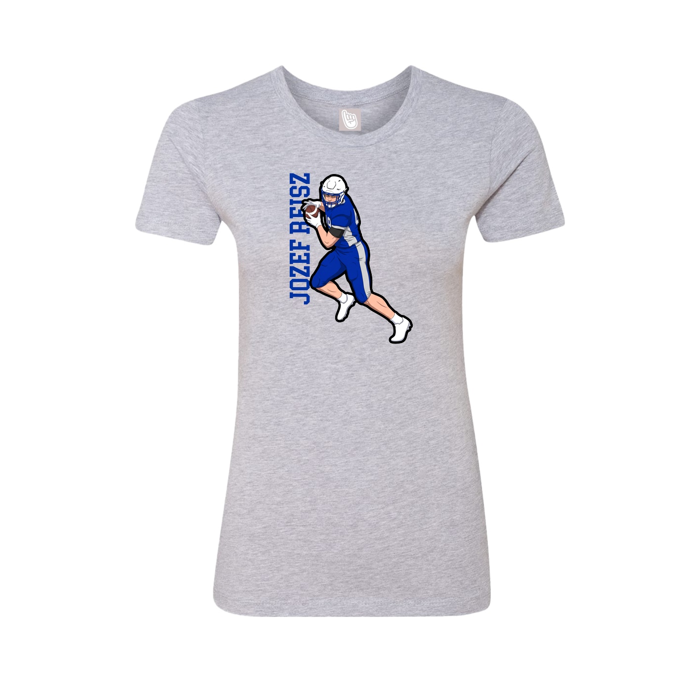 Fitted Women's Tee — Name Vertical in Grey