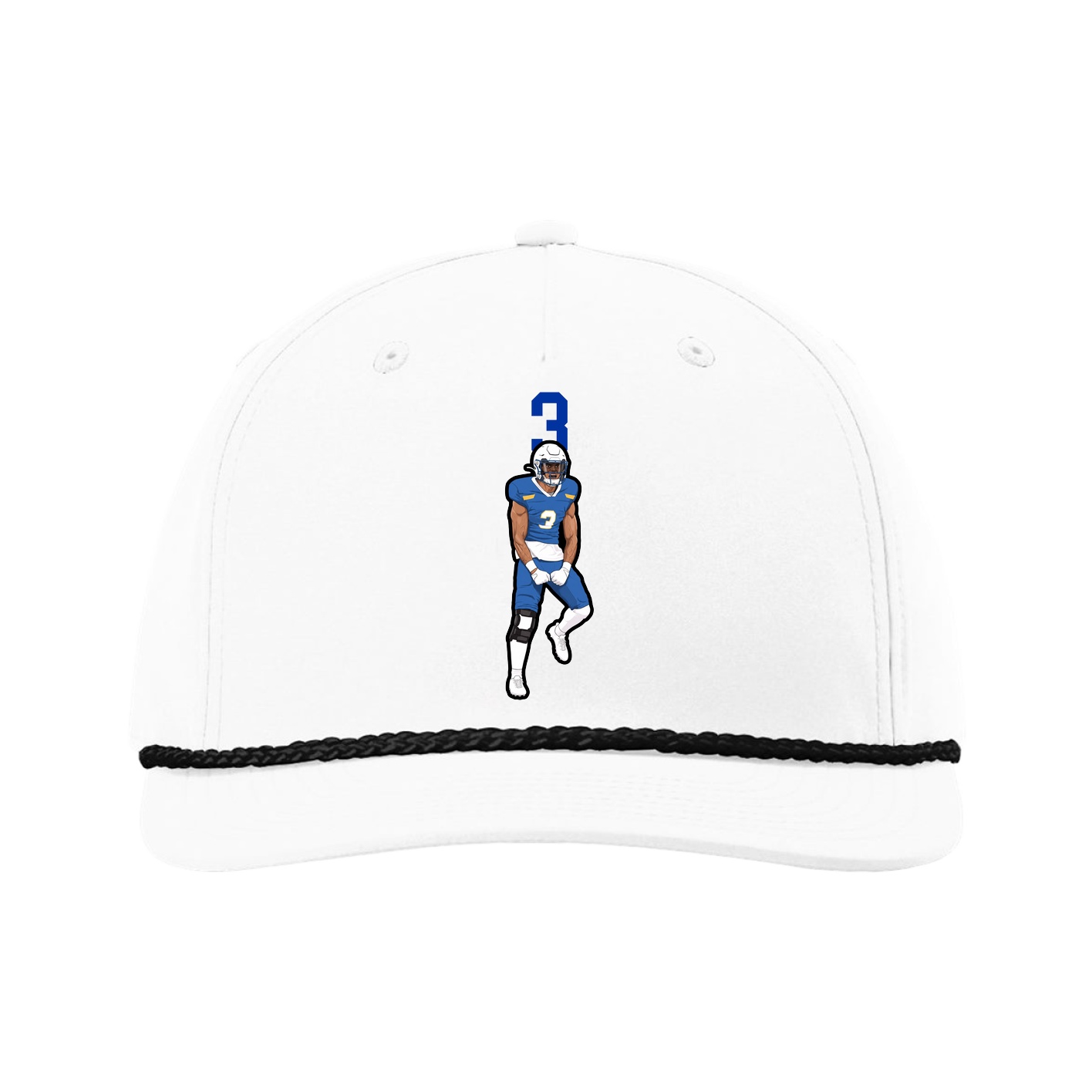 Five-Panel Classic Rope Cap — Number Top in White