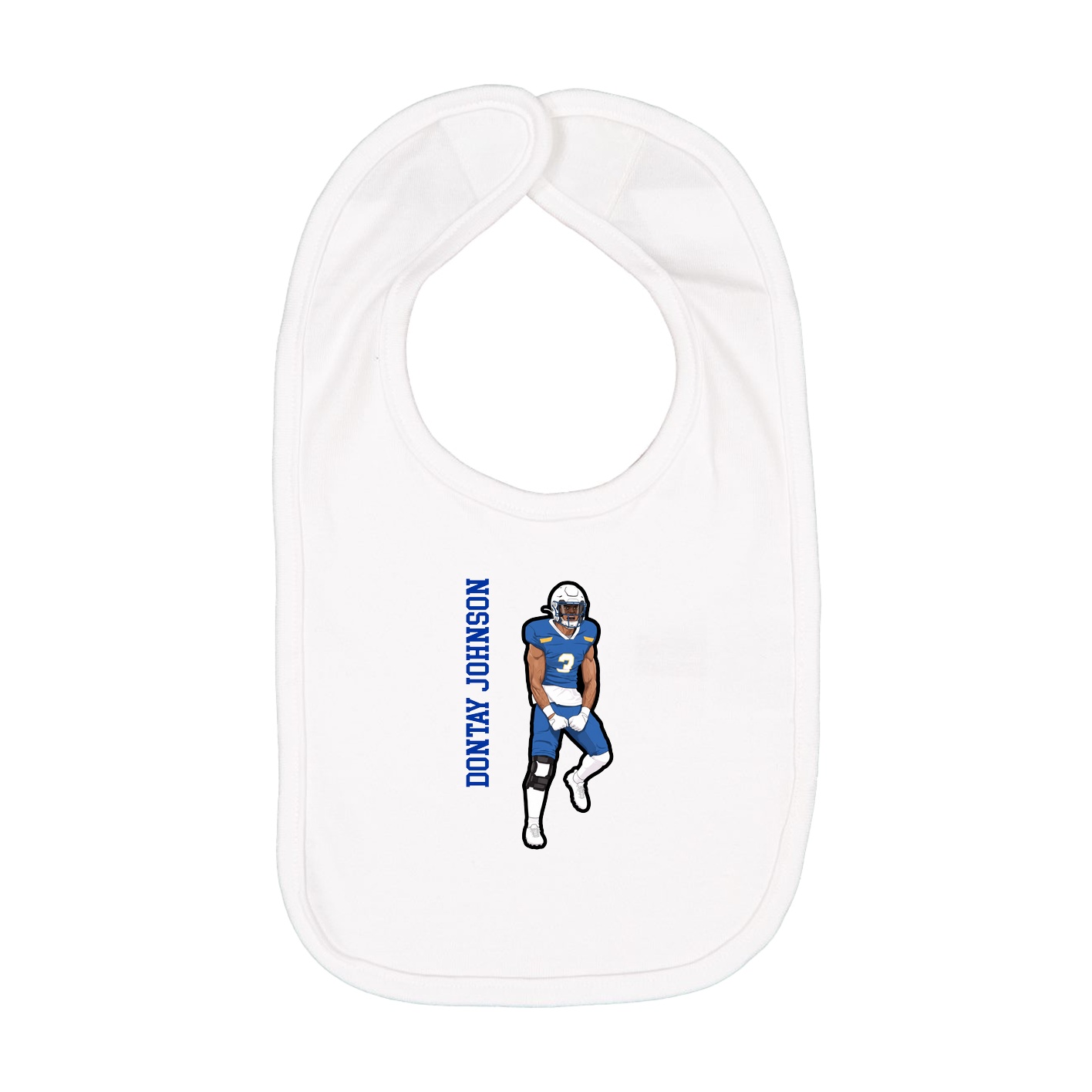 Infant Bib — Name Vertical in White