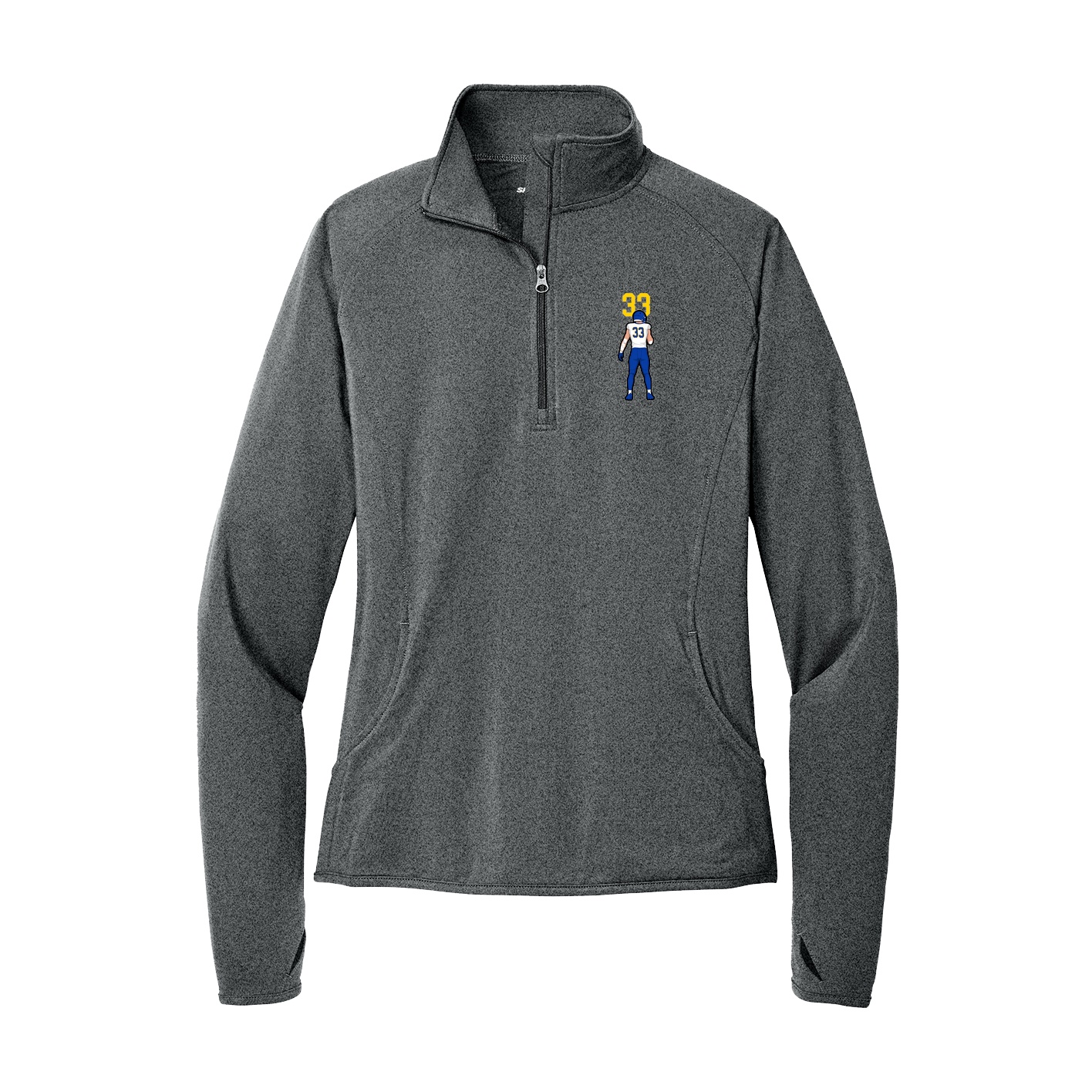 Women's Q-Zip Pullover — Number Top in Grey