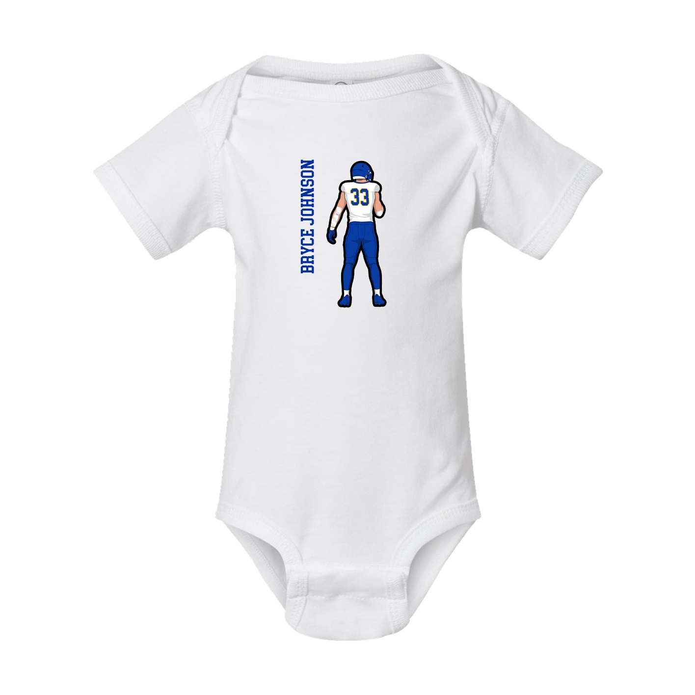 Baby Onesie — Name Vertical in White