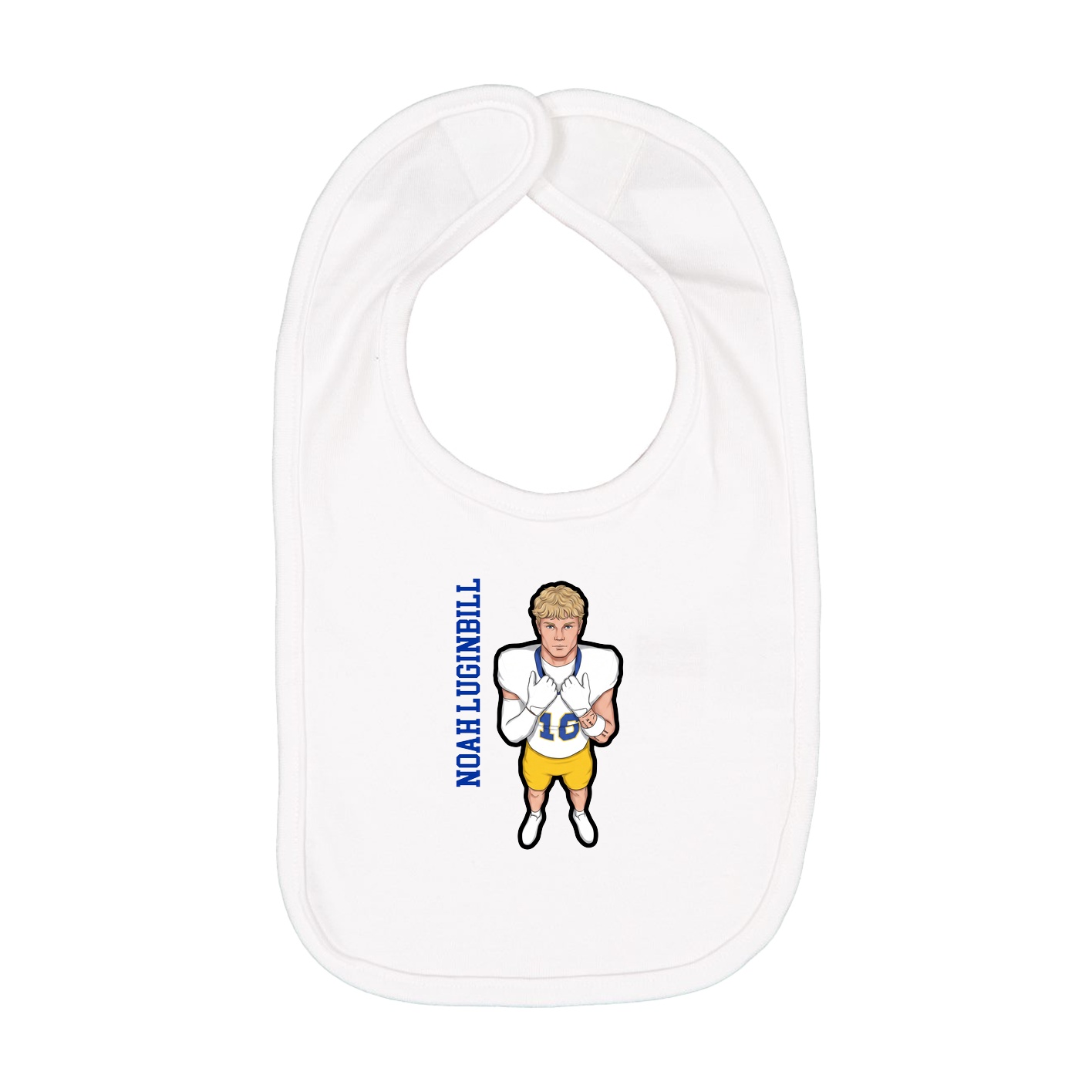 Infant Bib — Name Vertical in White