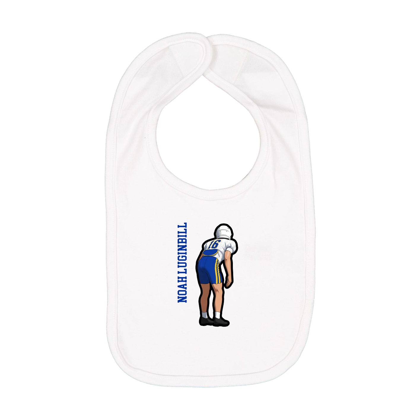 Infant Bib — Name Vertical in White
