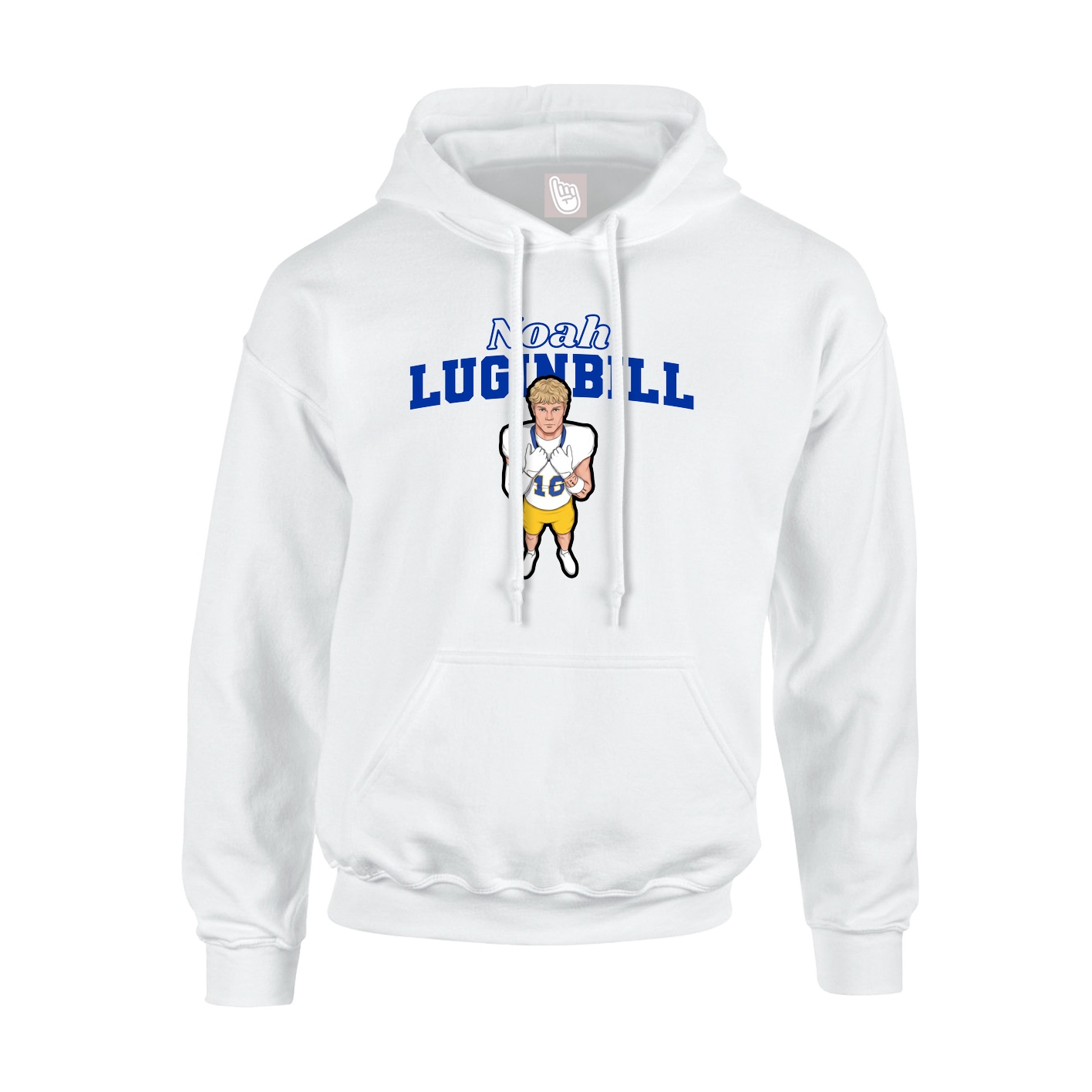 Youth Hoodie — Name Arch in White