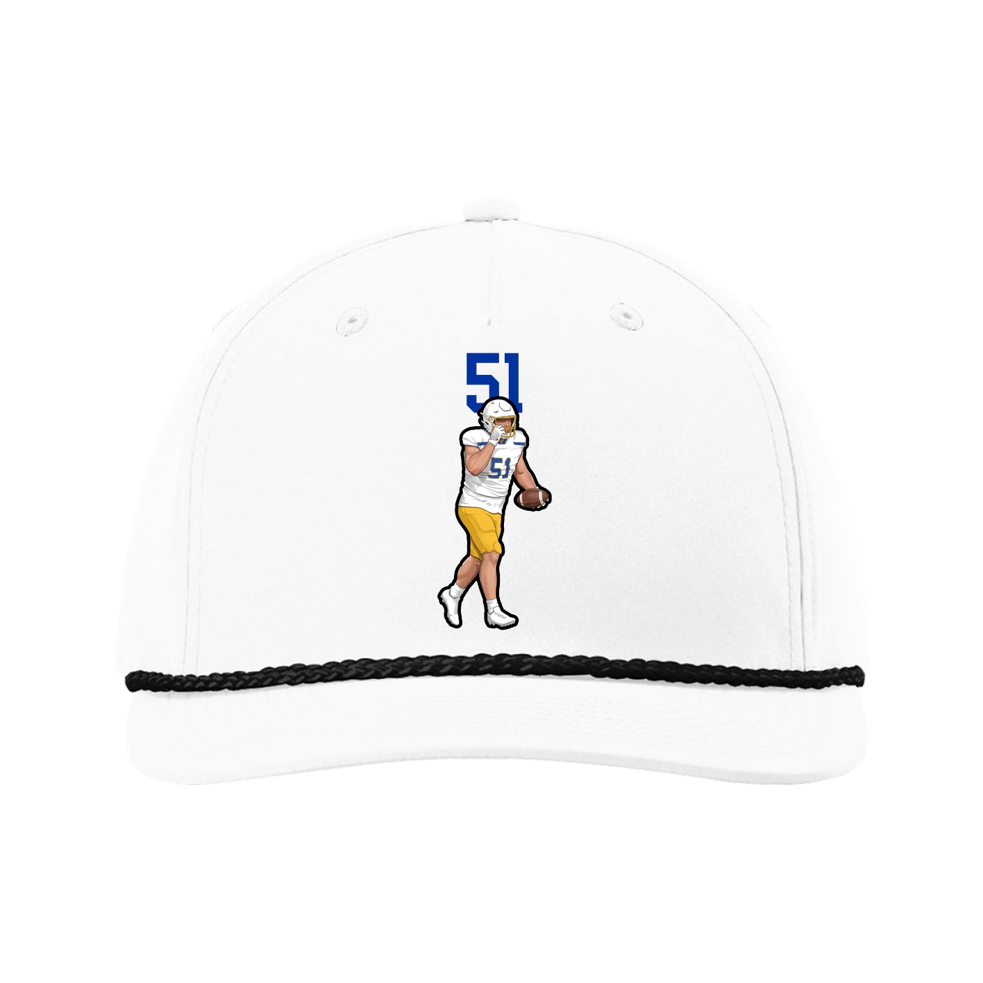 Five-Panel Classic Rope Cap — Number Top in White