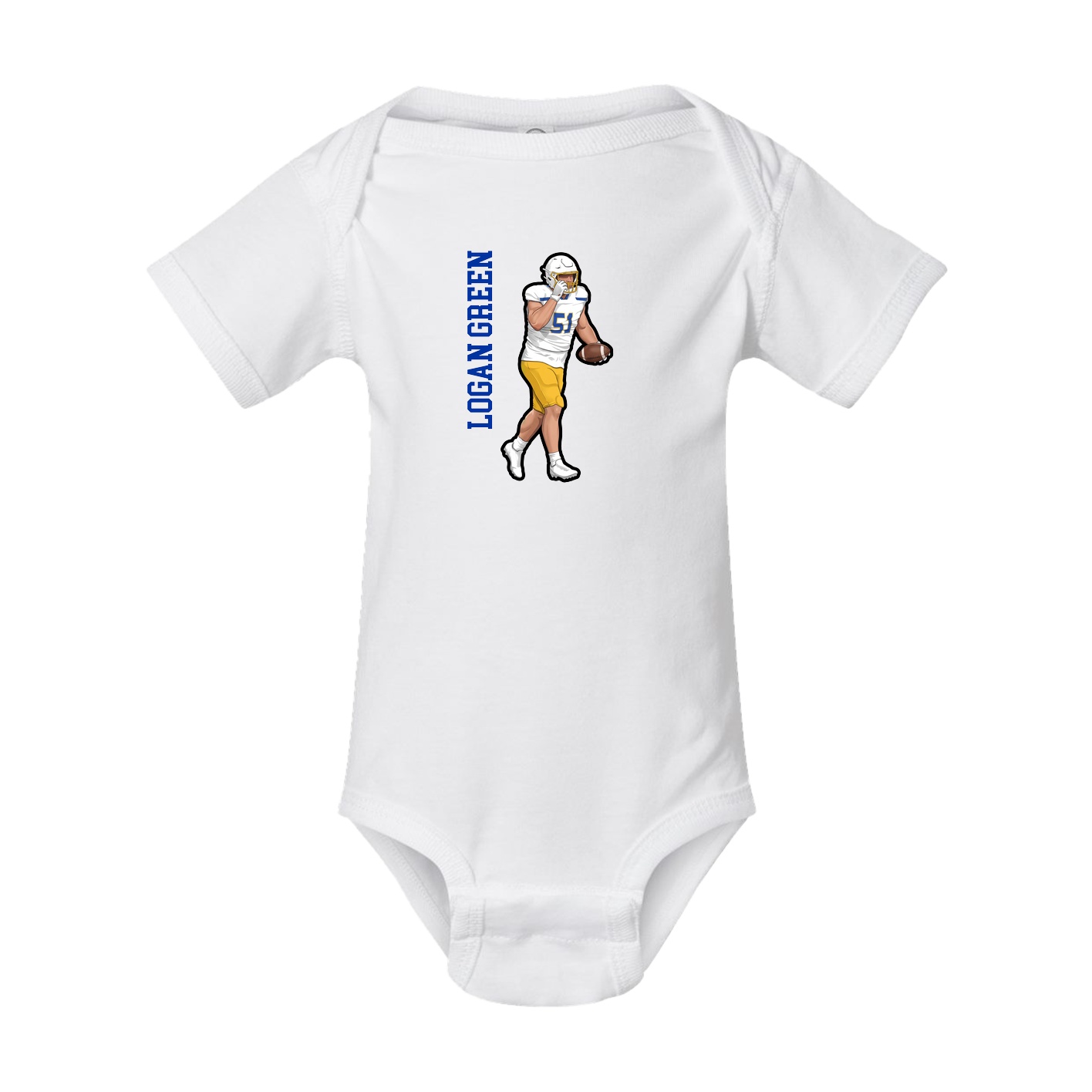 Baby Onesie — Name Vertical in White
