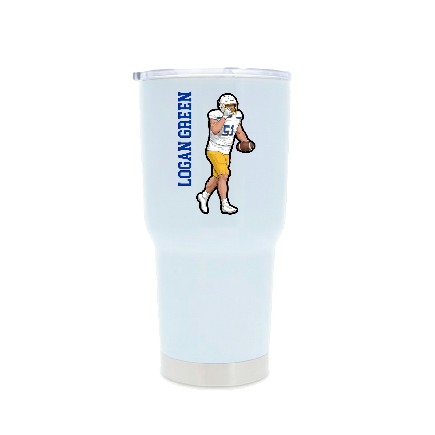 30oz Stainless Steel Tumbler — Name Vertical in White