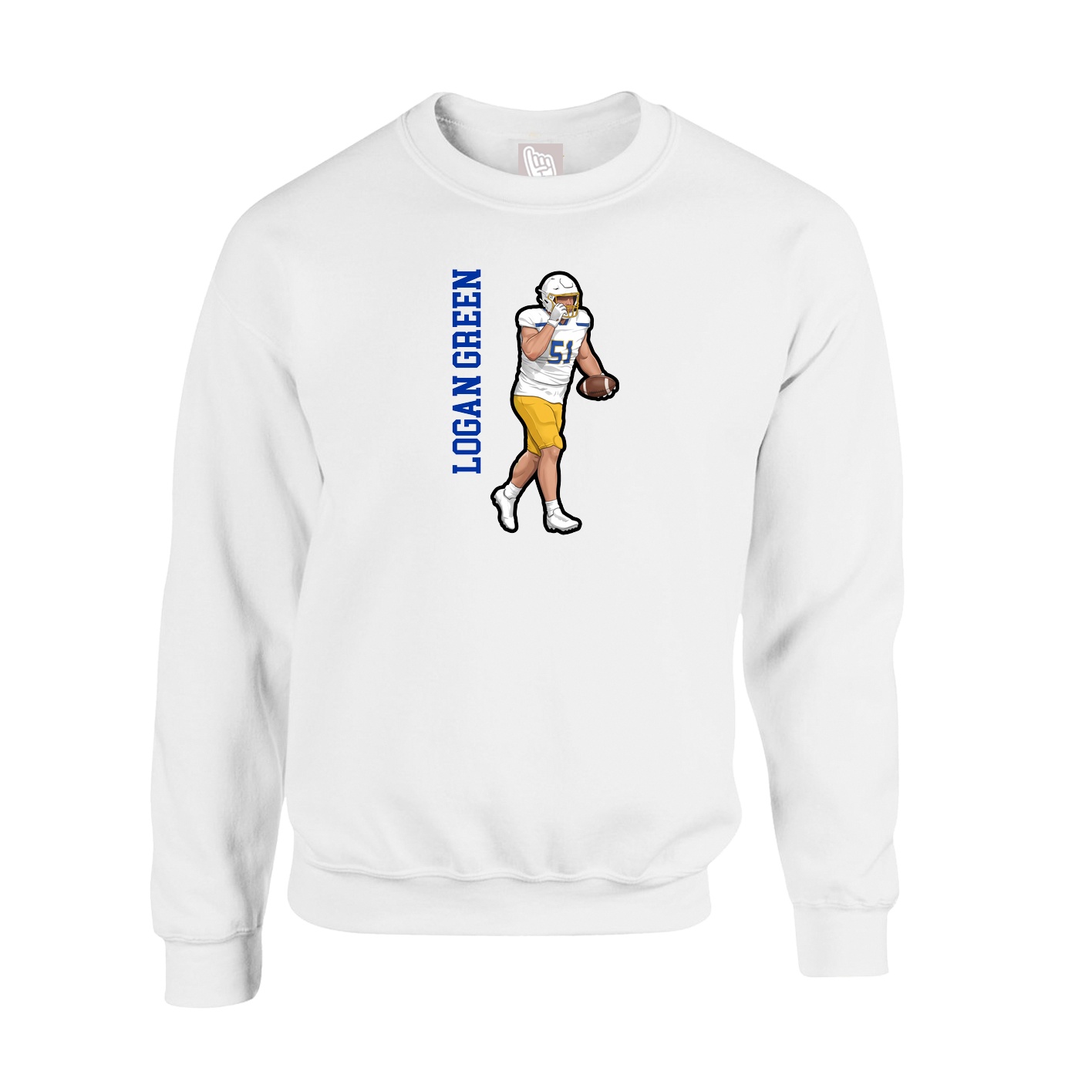Fleece Crew — Name Vertical in White