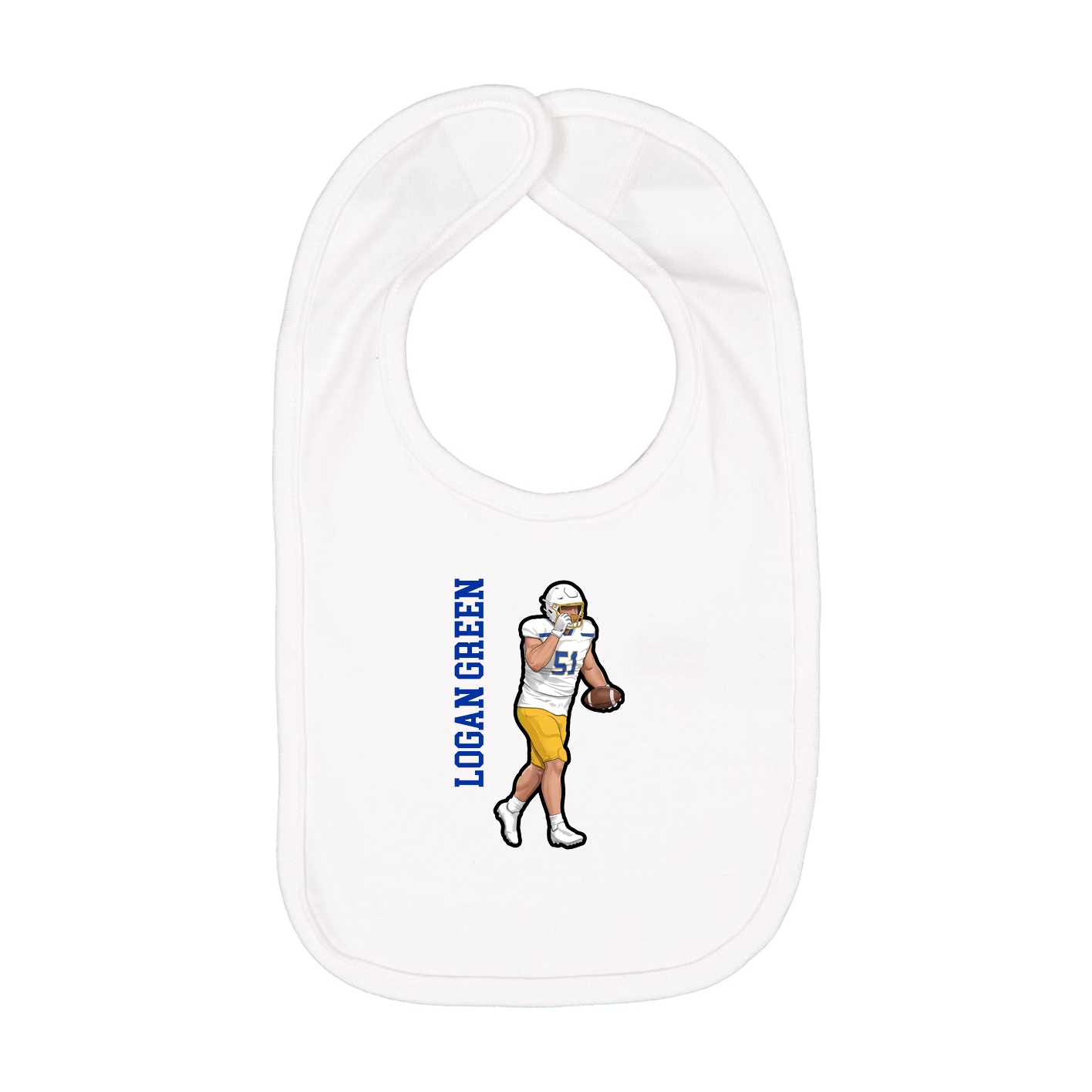 Infant Bib — Name Vertical in White