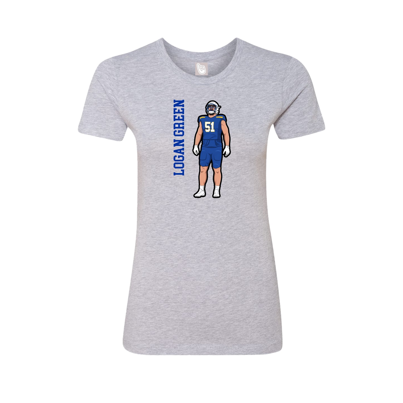 Fitted Women's Tee — Name Vertical in Grey