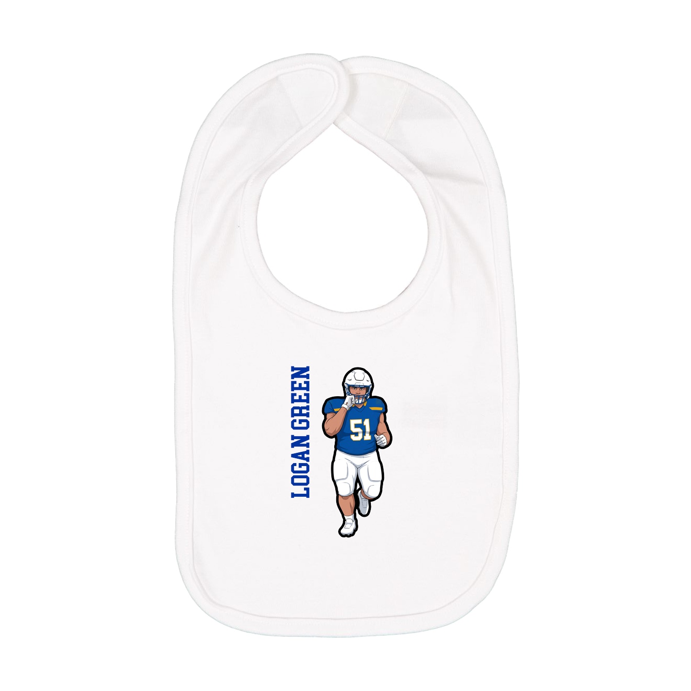Infant Bib — Name Vertical in White