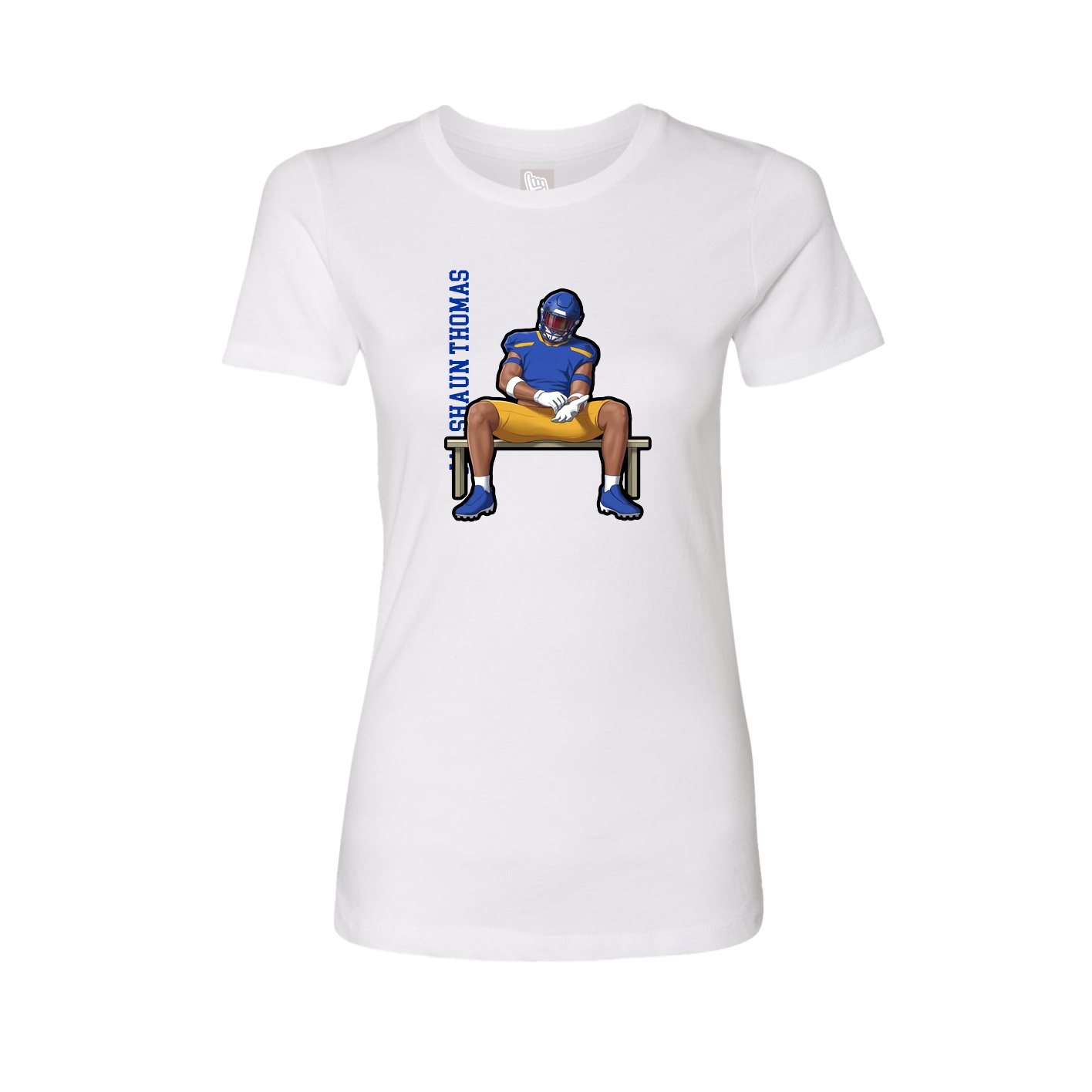 Fitted Women's Tee — Name Vertical in White