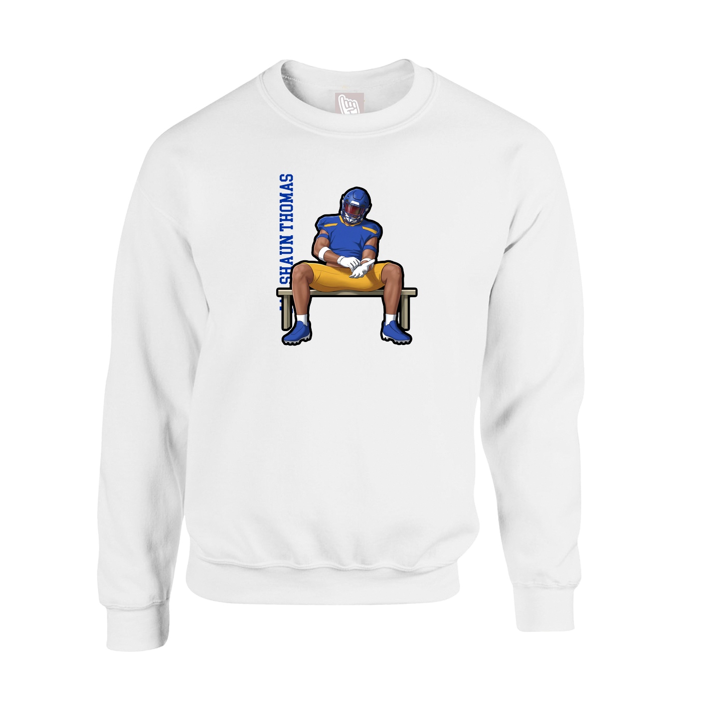 Fleece Crew — Name Vertical in White