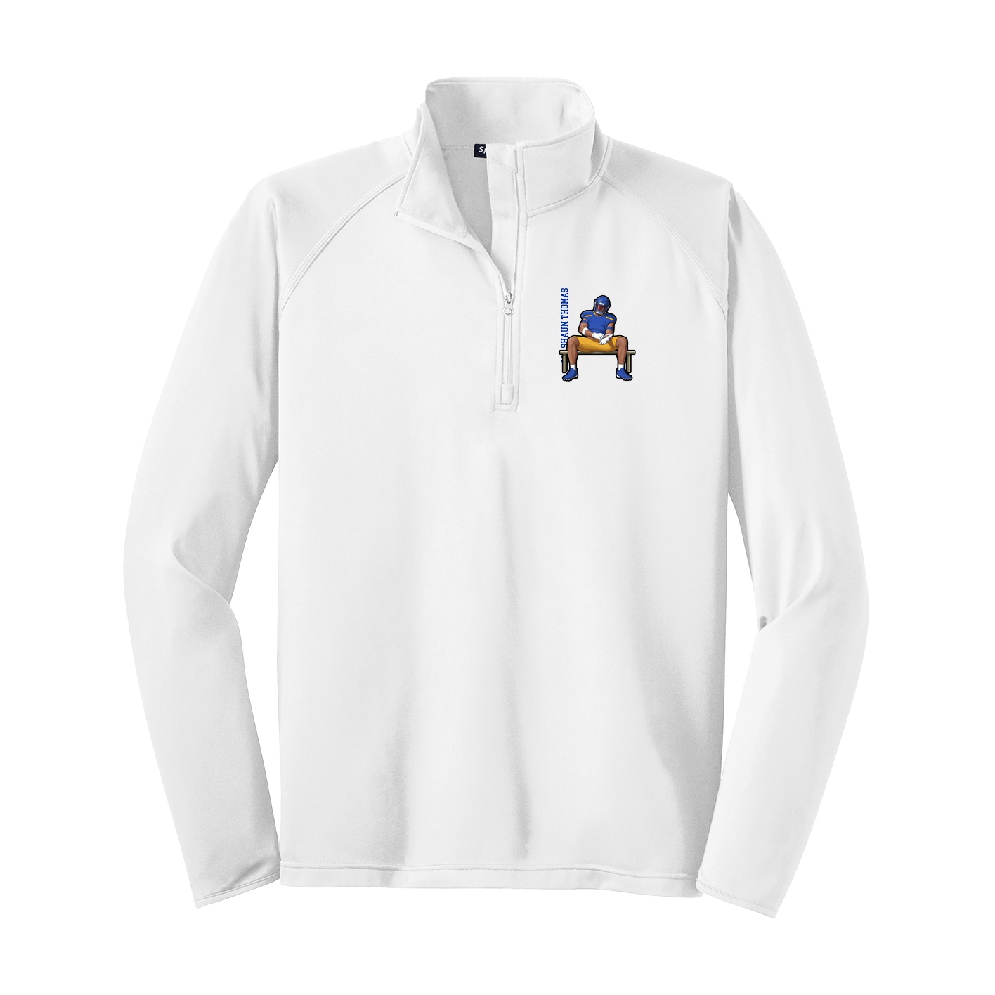 Q-Zip Pullover — Name Vertical in White