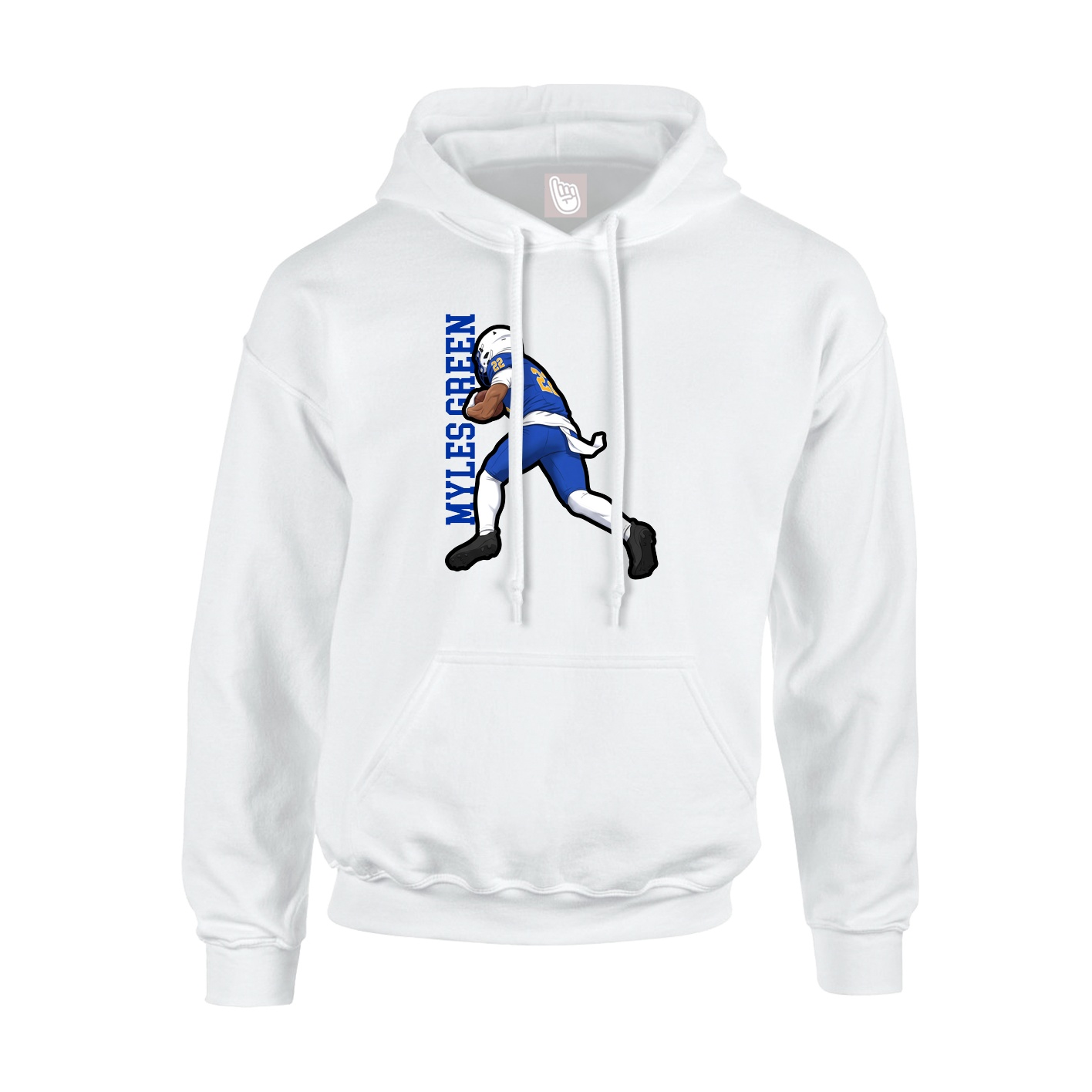 Youth Hoodie — Name Vertical in White