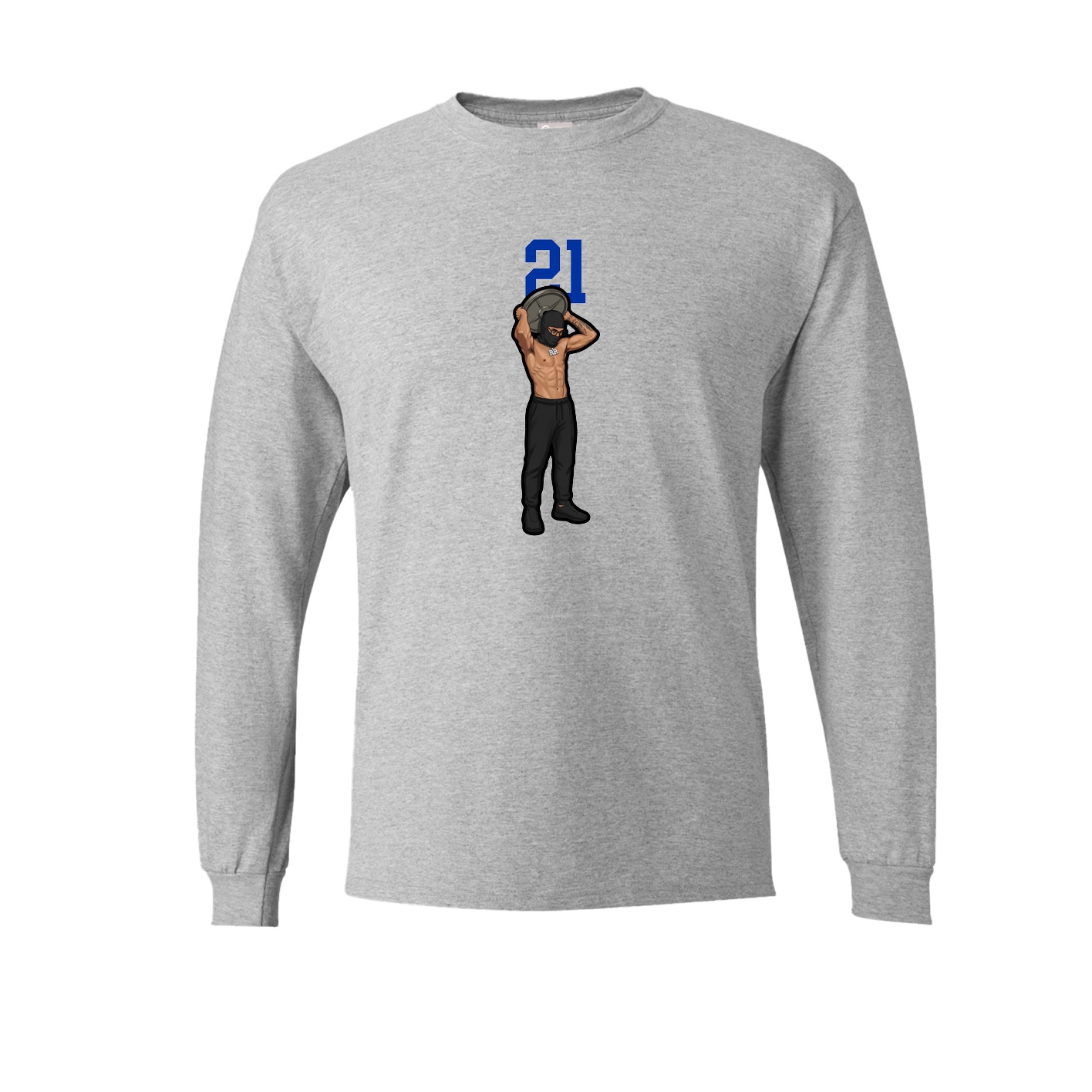 Long Sleeve Tee — Number Top in Grey