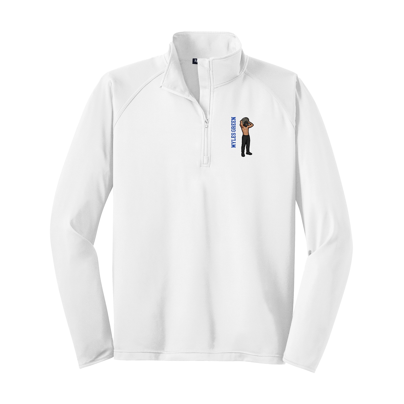 Q-Zip Pullover — Name Vertical in White