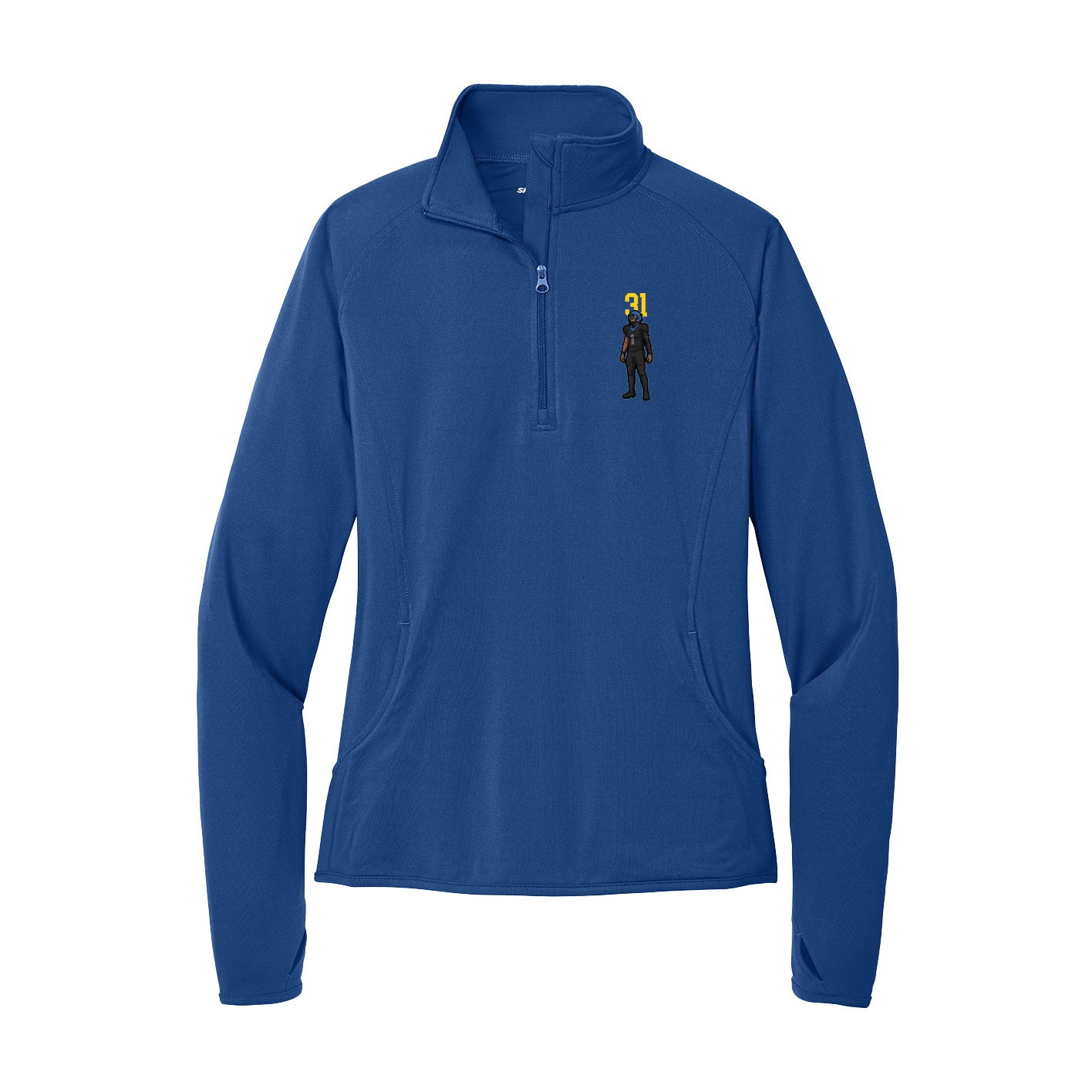 Women's Q-Zip Pullover — Number Top in Royal