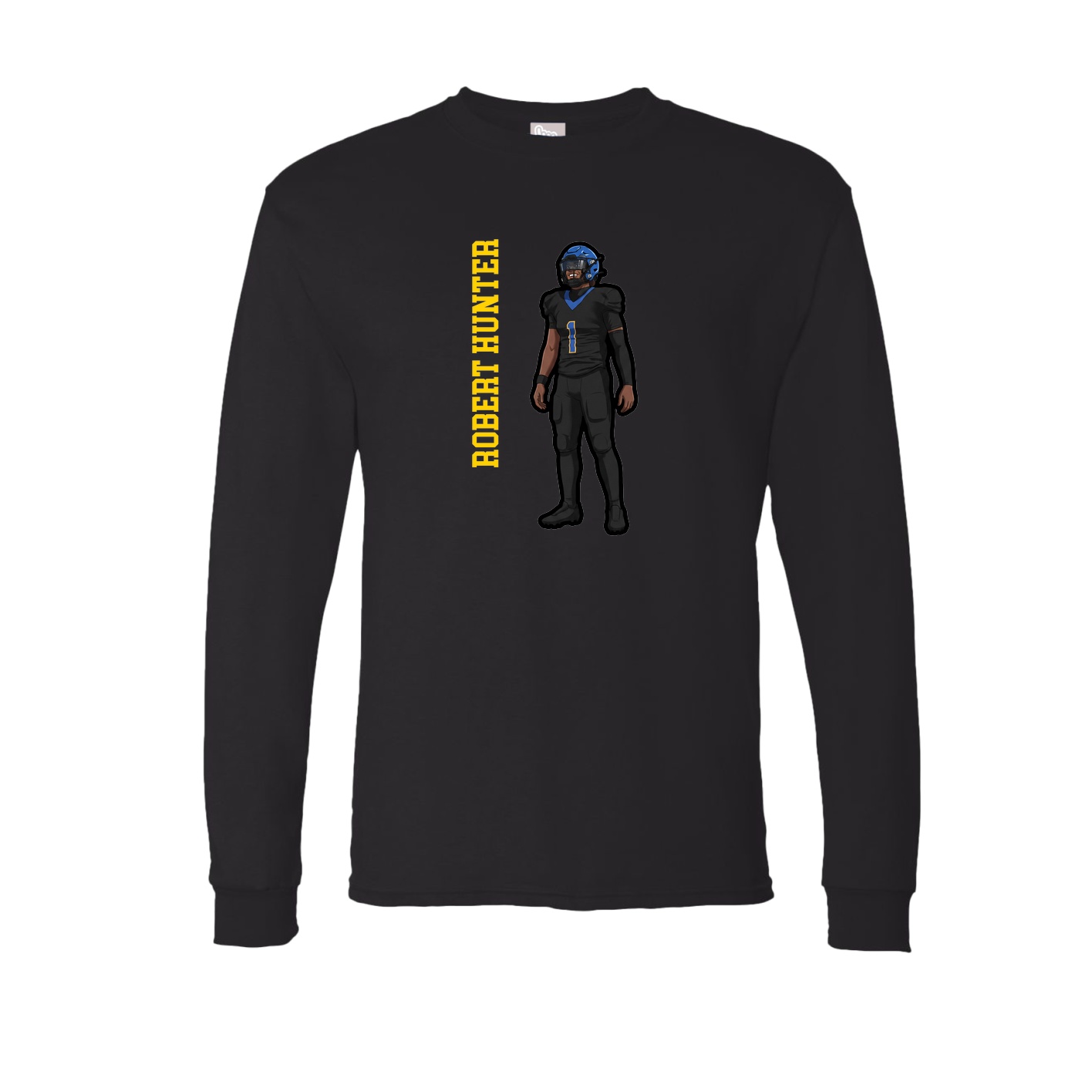Long Sleeve Tee — Name Vertical in Black