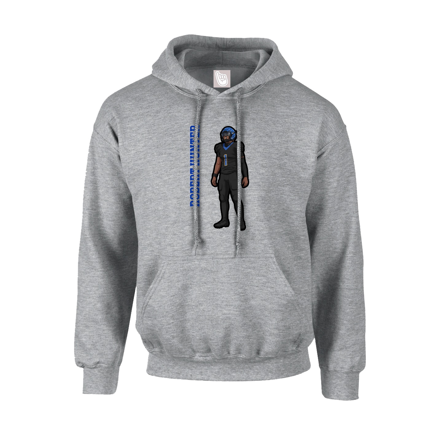 Youth Hoodie — Name Vertical in Grey