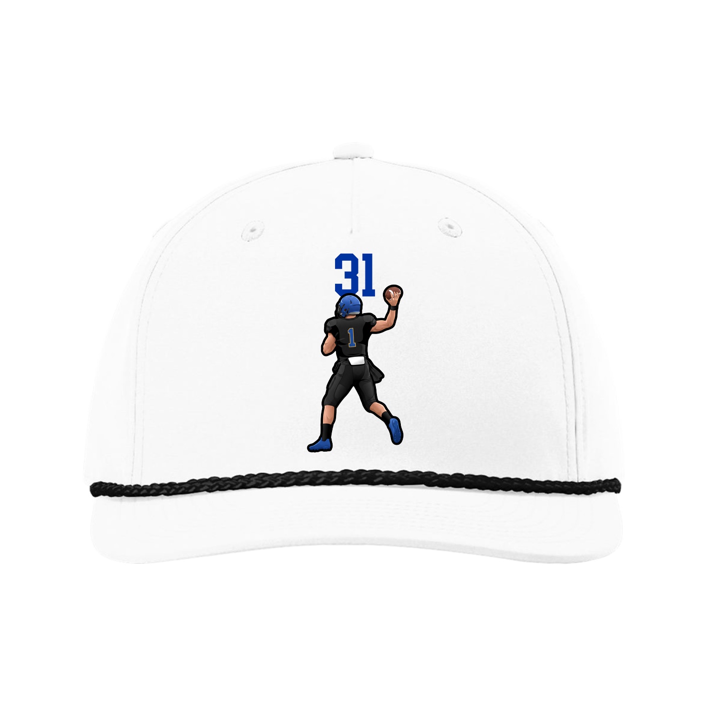 Five-Panel Classic Rope Cap — Number Top in White