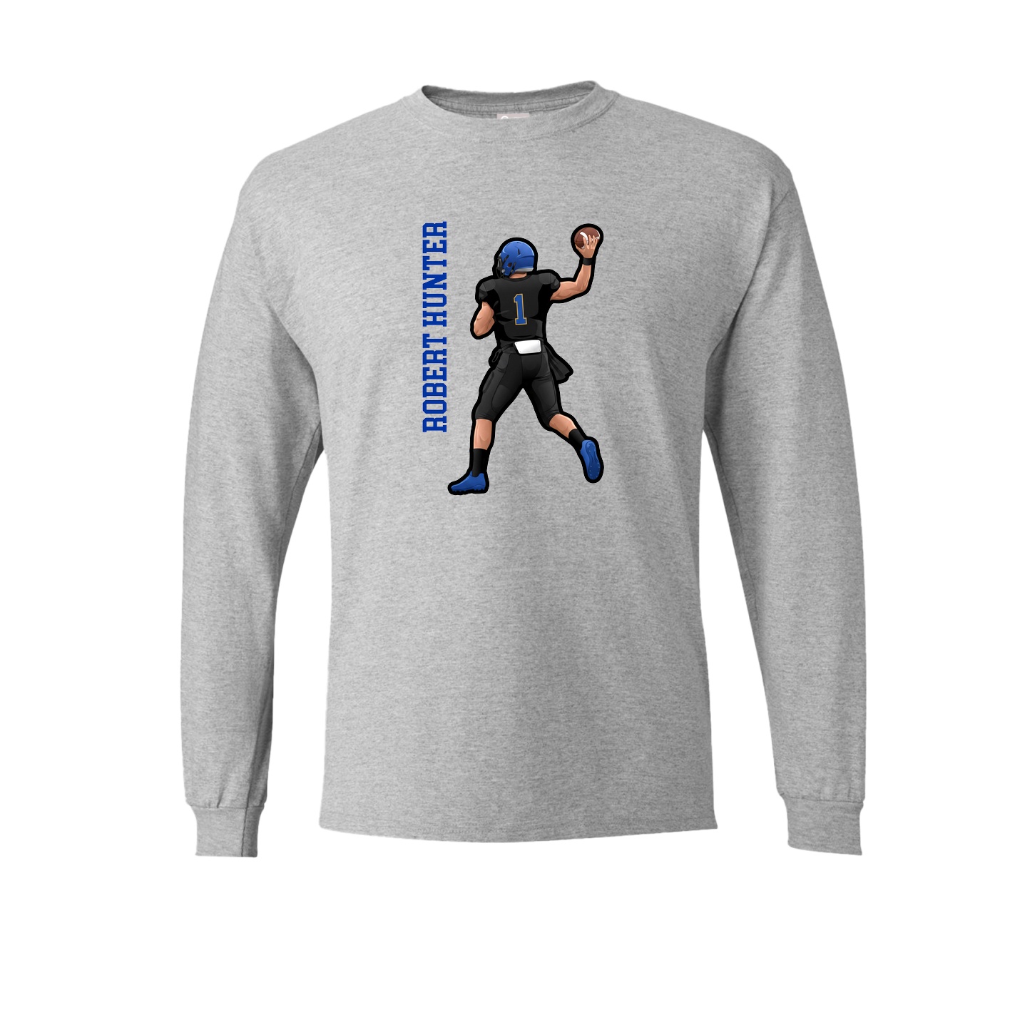 Long Sleeve Tee — Name Vertical in Grey