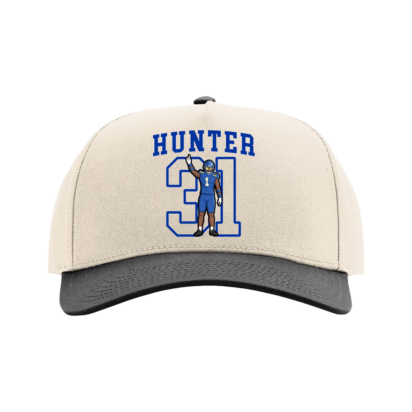 Full Fabric Five-Panel Champ Cap — Shirsey in Cream/Black