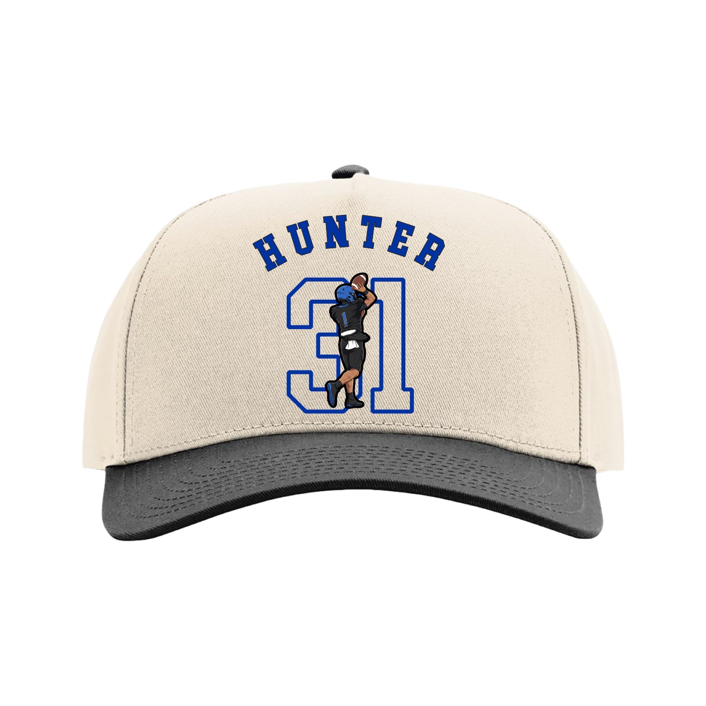 Full Fabric Five-Panel Champ Cap — Shirsey Arch in Cream/Black