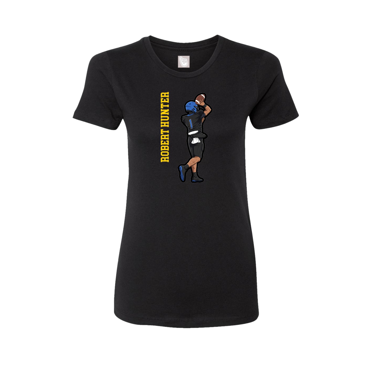 Womens Tee — Name Vertical in Black