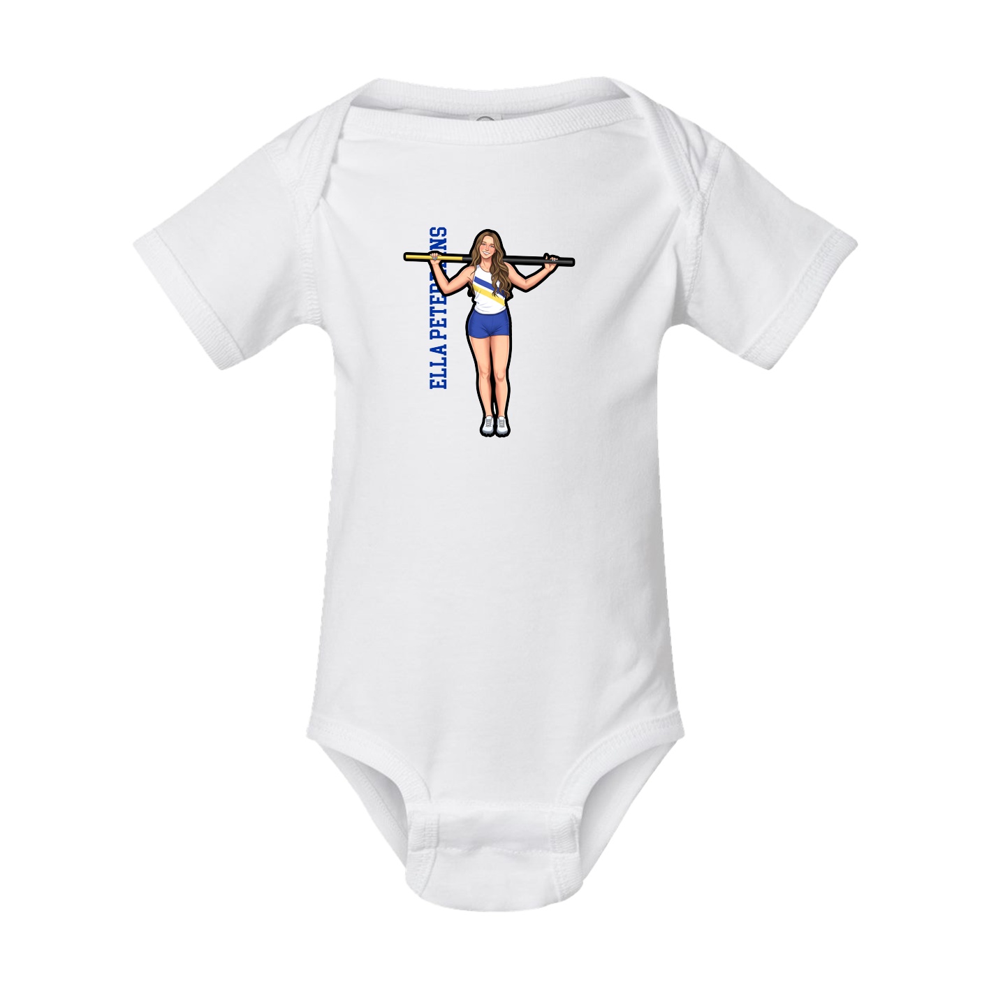 Baby Onesie — Name Vertical in White
