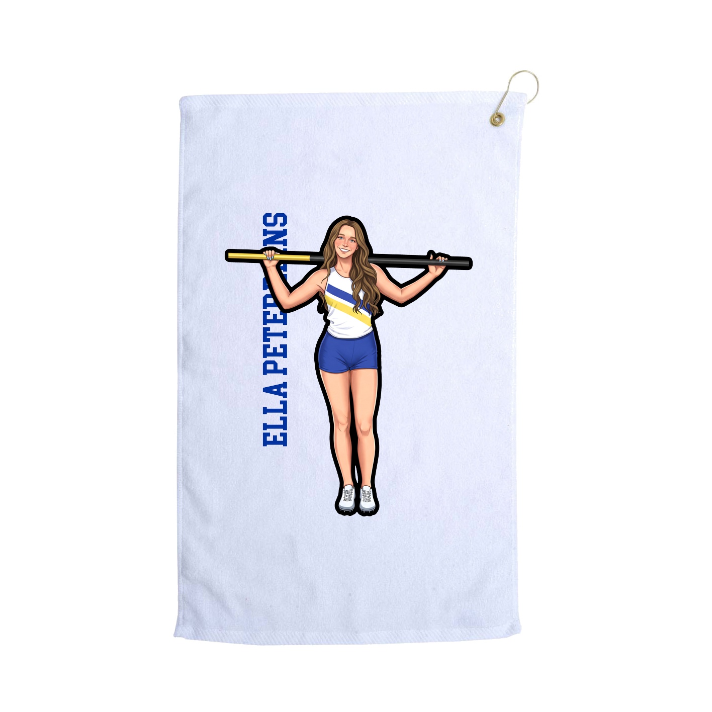 Golf Towel — Name Vertical in White
