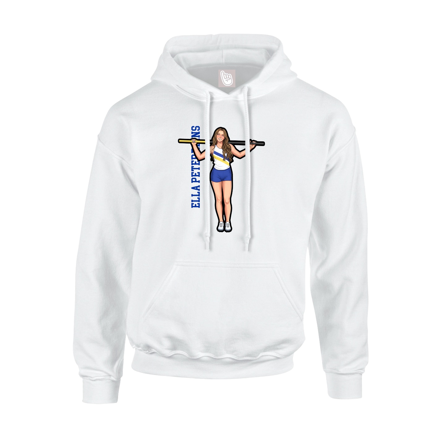 Youth Hoodie — Name Vertical in White