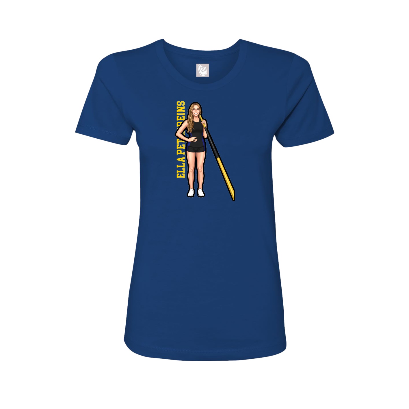 Fitted Women's Tee — Name Vertical in Royal