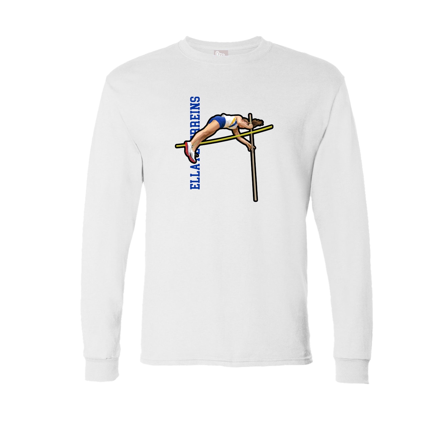 Long Sleeve Tee — Name Vertical in White