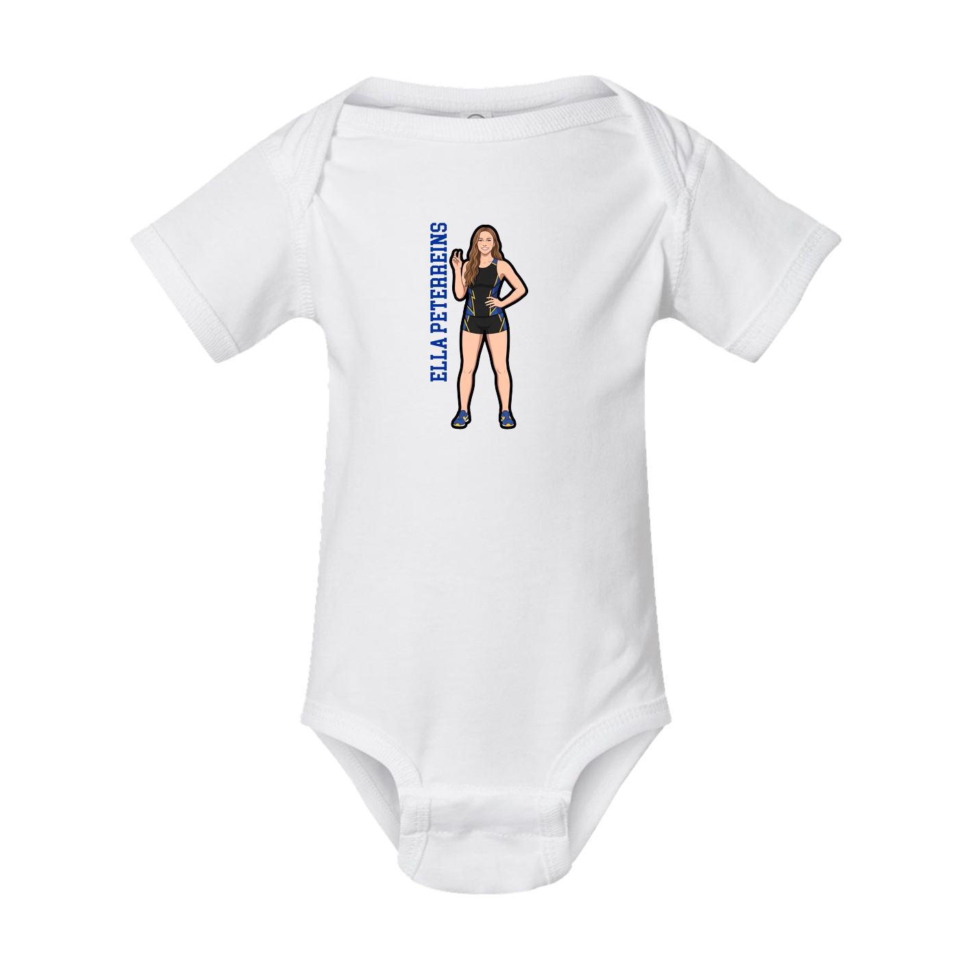 Baby Onesie — Name Vertical in White
