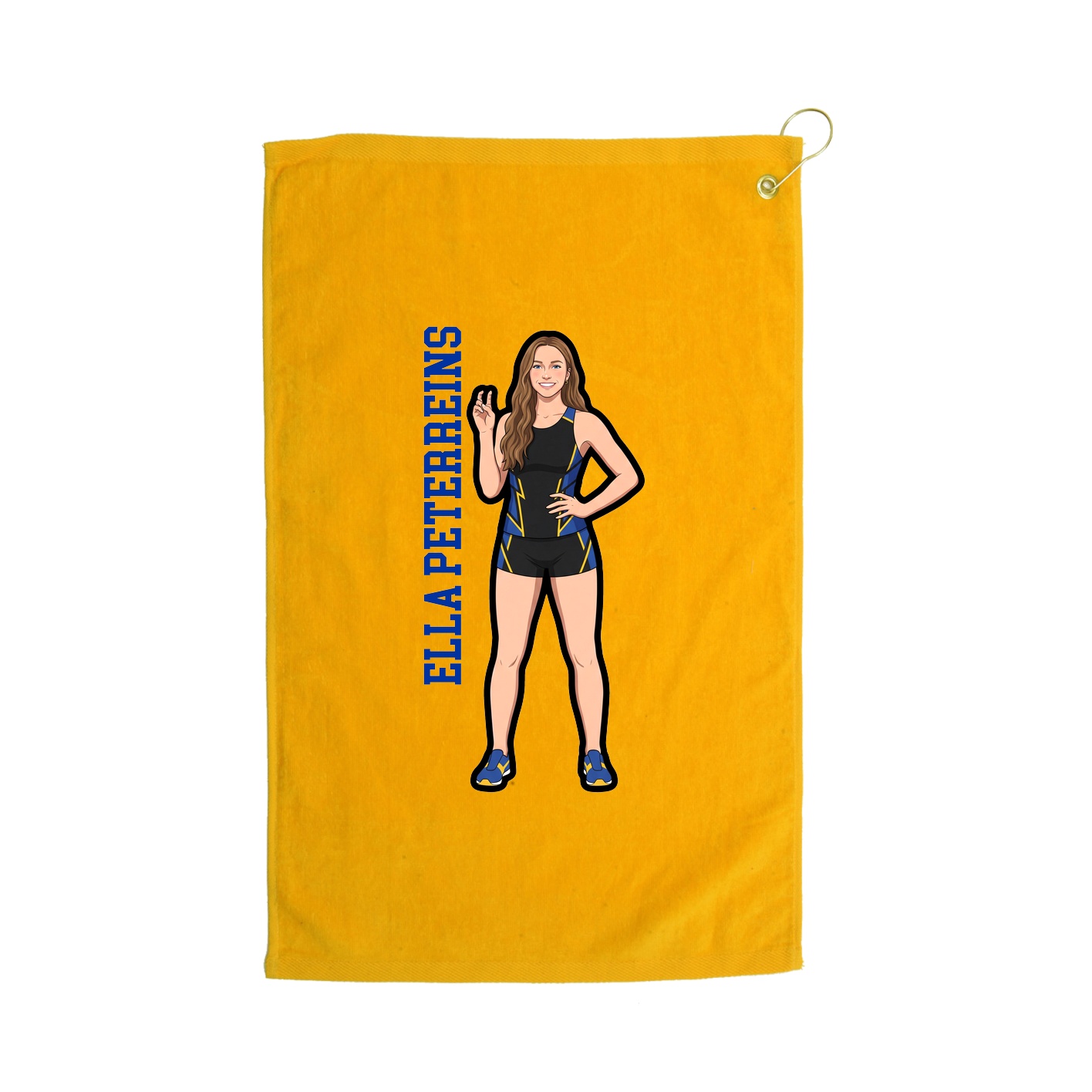 Golf Towel — Name Vertical in Gold