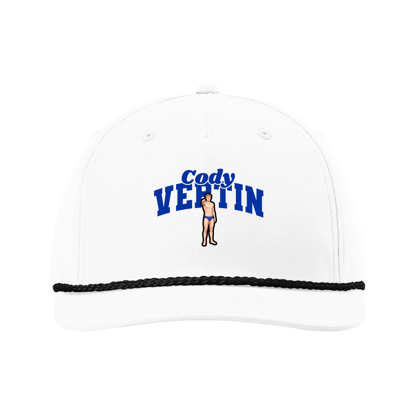 Five-Panel Classic Rope Cap — Signature Arch in White