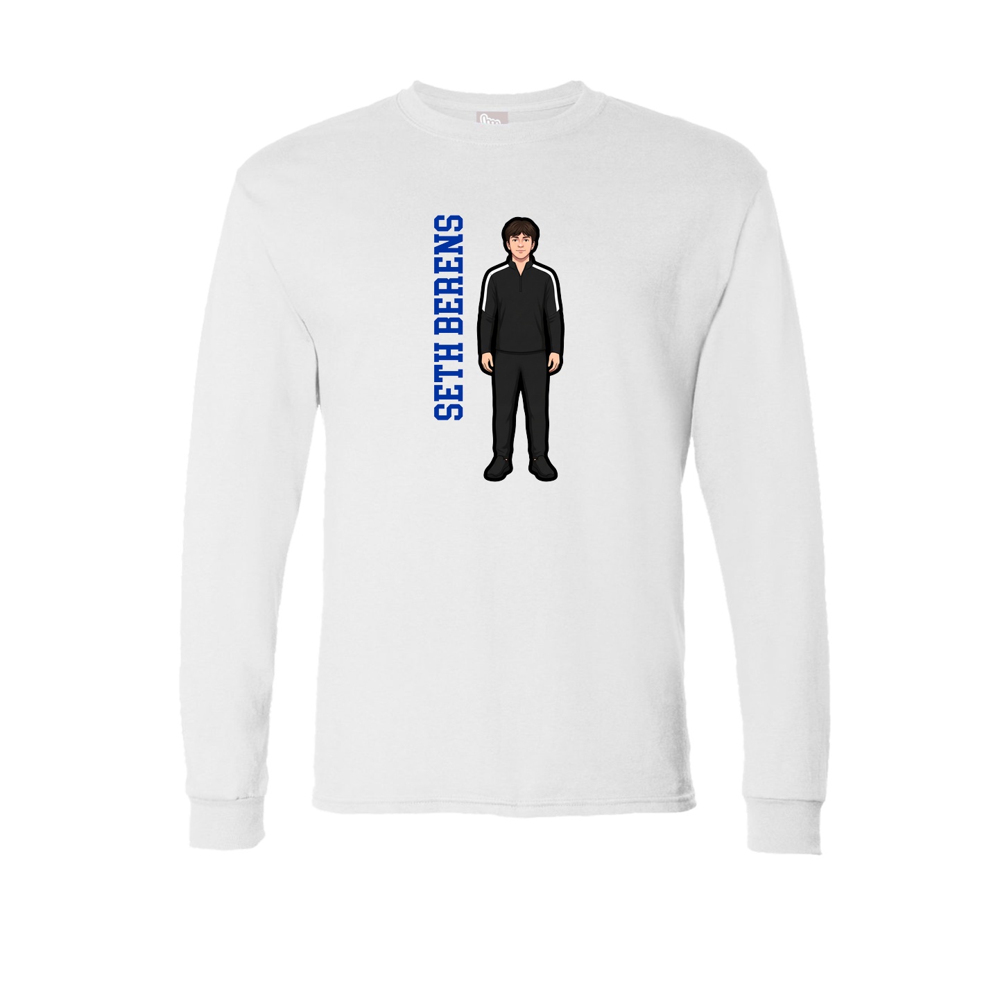Long Sleeve Tee — Name Vertical in White